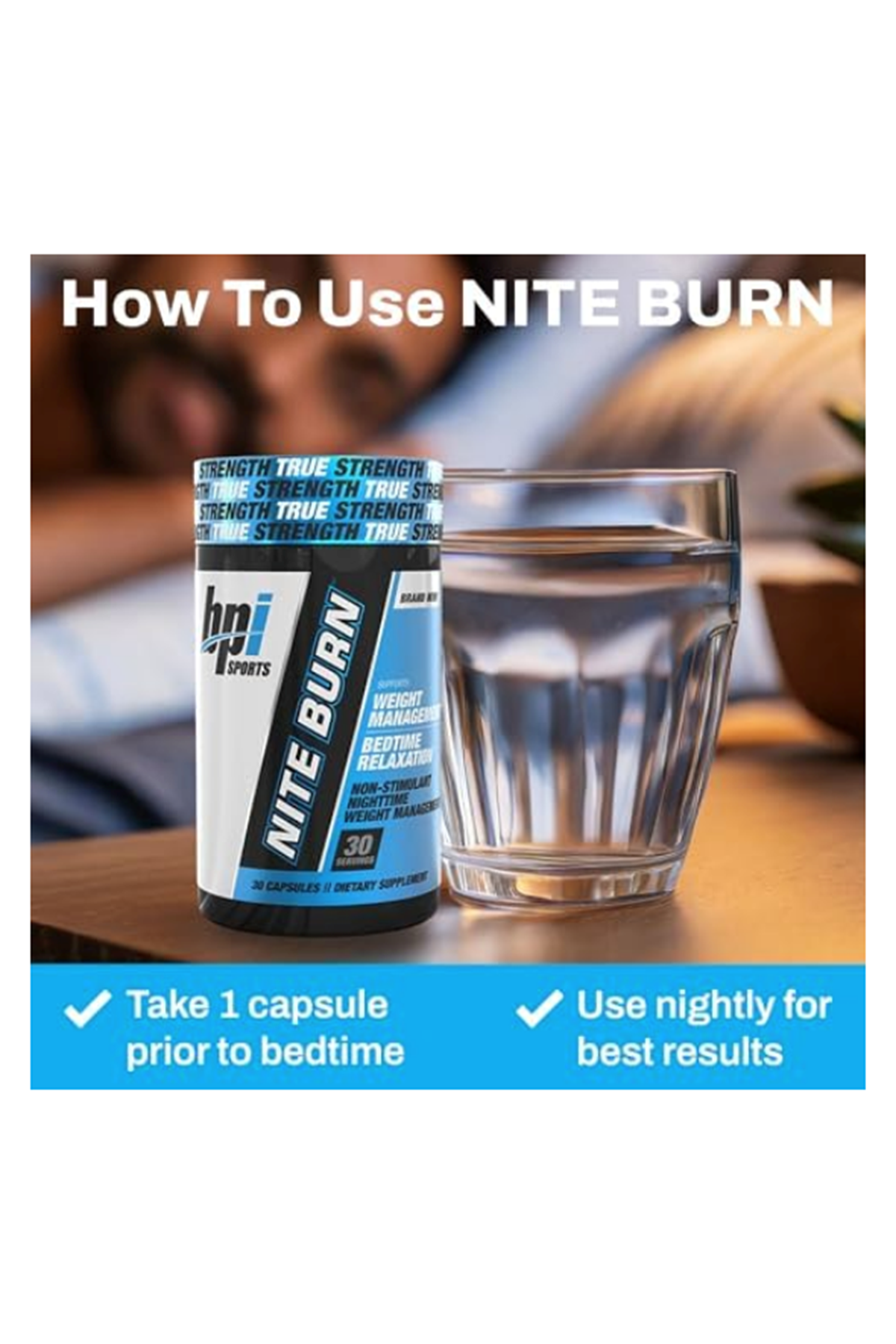 BPI Sports Nite Burn 640mg 30 Capsul Nighttime Fat Burner  Sleep Support – Keto-Friendly – Weight Loss, Relaxation, Boost Metabolism .