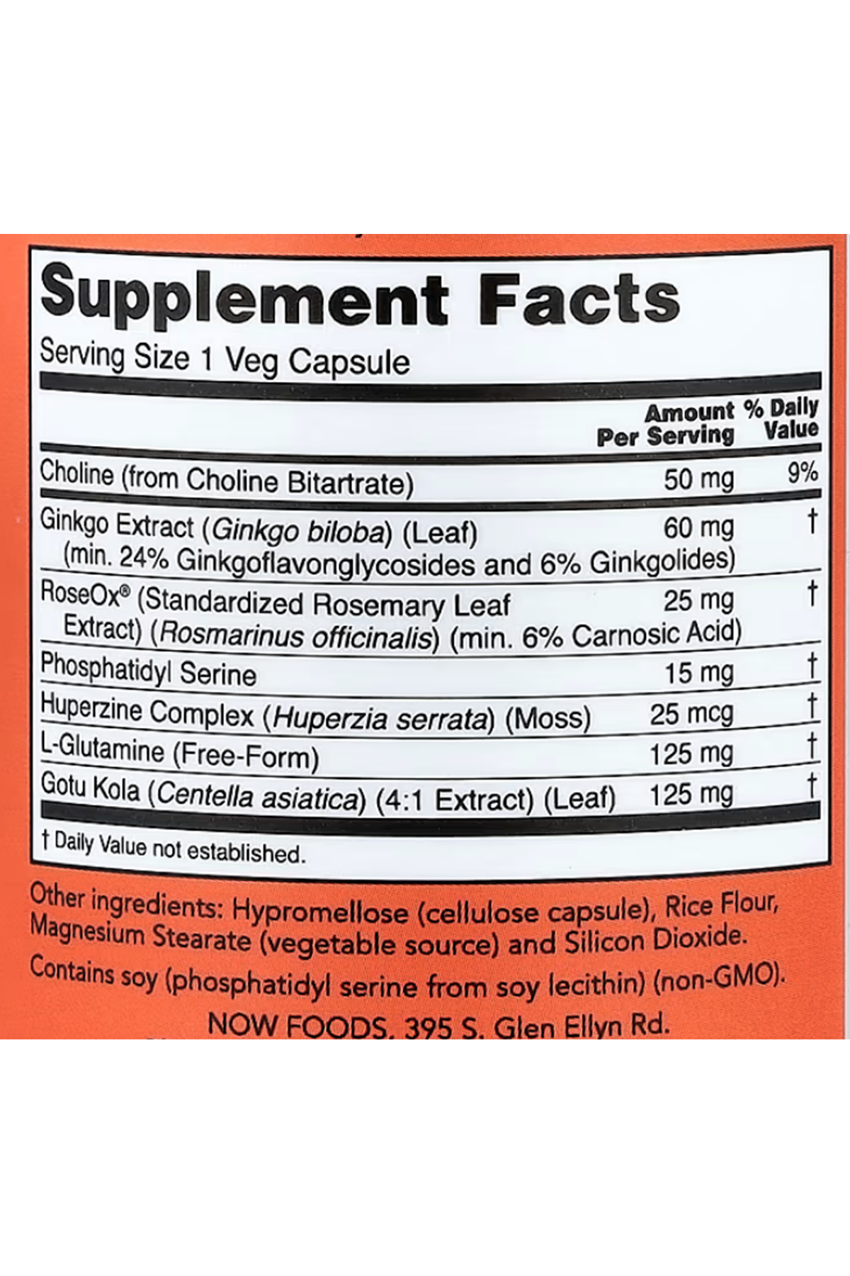NOW Foods Brain Elevate™ Featuring Ginkgo Biloba, RoseOx® and Phosphatidyl Serine, 120 Veg Capsules.