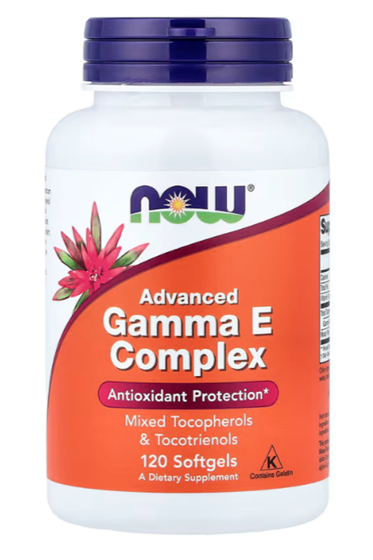 NOW Foods Gamma E Complex Advanced Vitamin E  Tocopherols and Tocotrienols 120 Softgels.