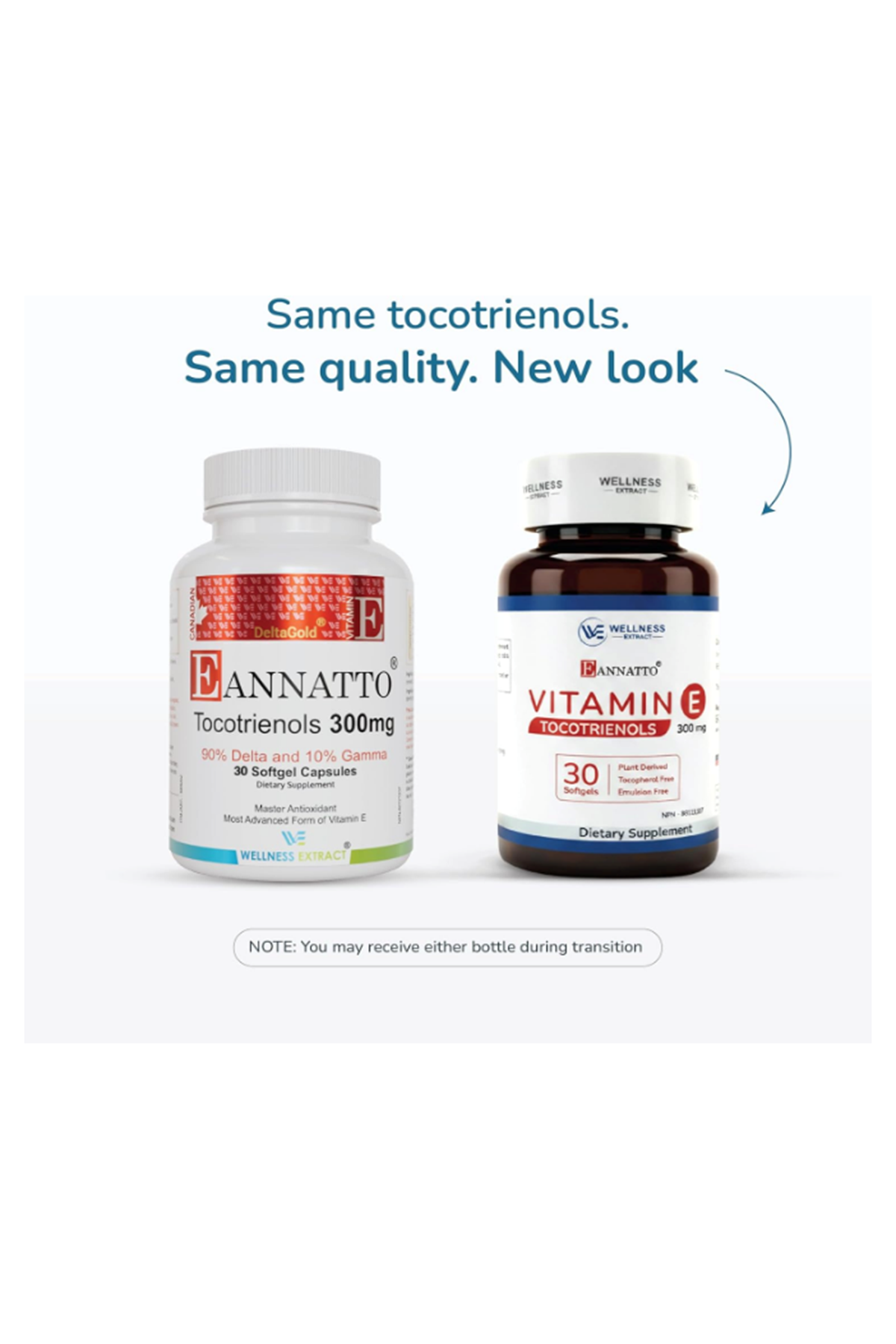 WELLNESS EXTRACT Eannatto Tocotrienols Vitamin E Tocopherol Free, Non-GMO, Gluten Free  Antioxidant (300MG 30 Softgels).