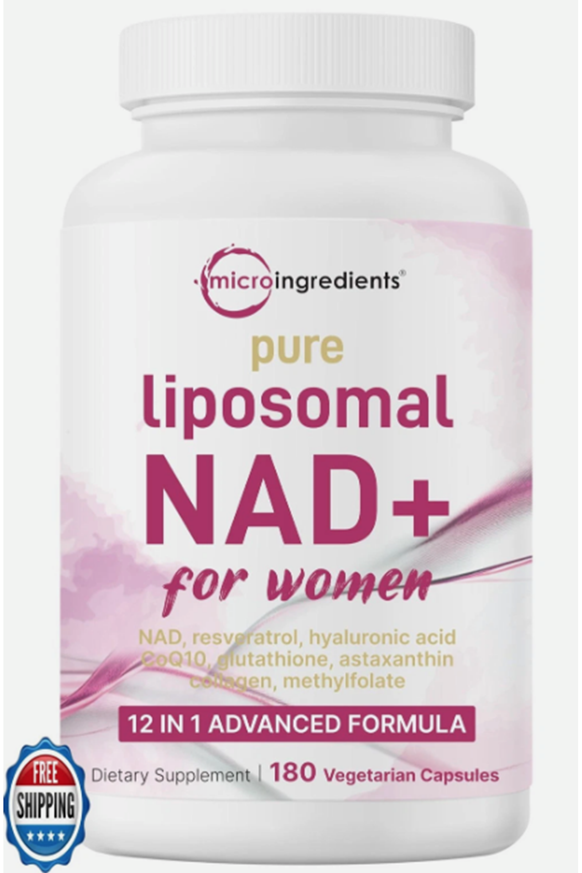 Micro Ingredients, Liposomal NAD+ For Women, 180 Vegetarian Capsules.