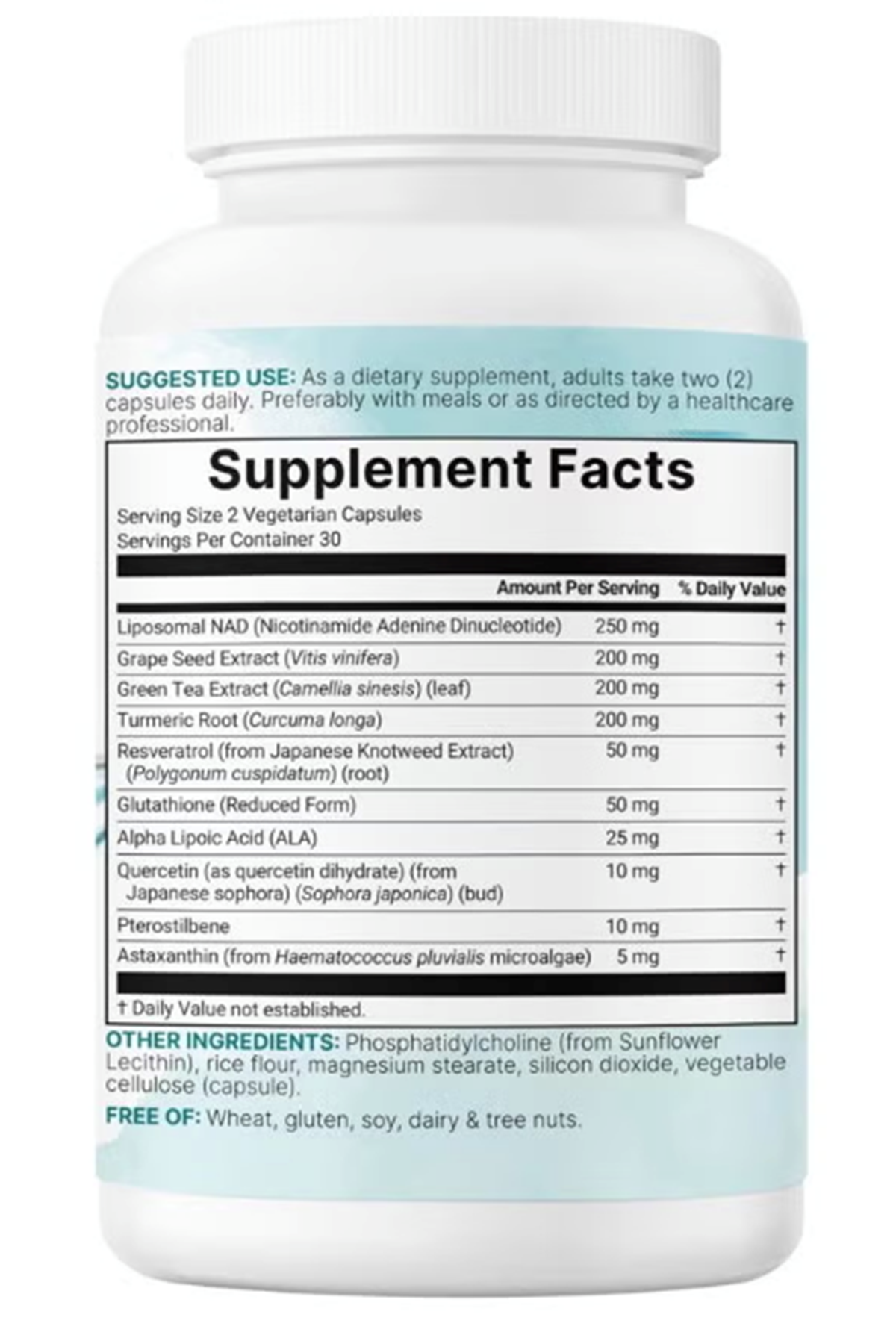 Micro Ingredients Liposomal NAD+ Ultimate  1000mg  60 Veggie Capsul NMN  Resveratrol, Glutathione,  Astaxanthin  for Women - Men.