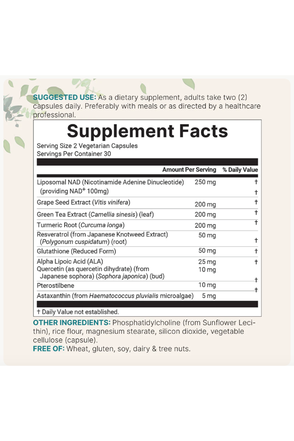 Micro Ingredients Liposomal NAD+ Ultimate  1000mg  60 Veggie Capsul NMN  Resveratrol, Glutathione,  Astaxanthin  for Women - Men.
