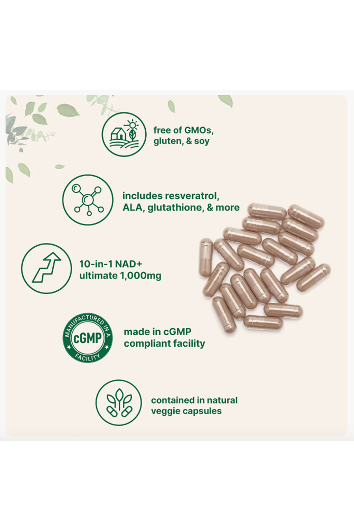 Micro Ingredients Liposomal NAD+ Ultimate  1000mg  60 Veggie Capsul NMN  Resveratrol, Glutathione,  Astaxanthin  for Women - Men.