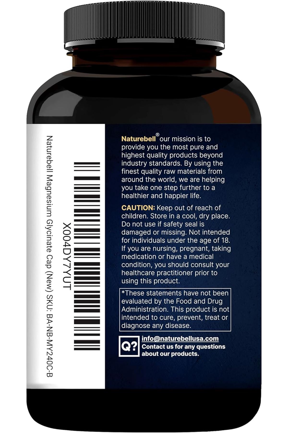 Naturebell Pure Magnesium Glycinate 500mg 240 Veggie Capsules with Fat Soluble Vitamin C, Veggie Capsules – 3rd Party Tested.USA.43.