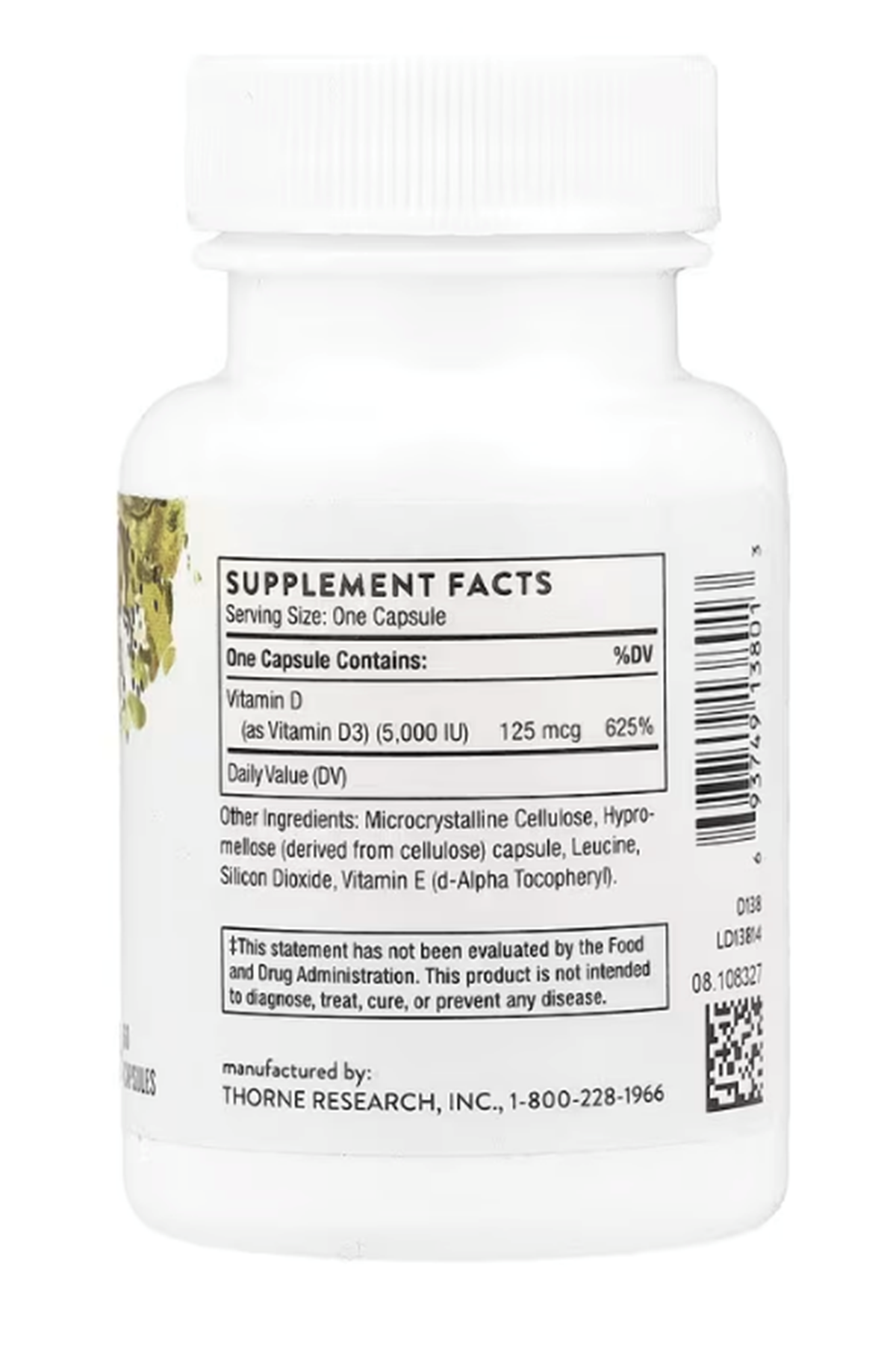 Thorne, D-5,000, 60 Capsules (125 mcg per Capsule).