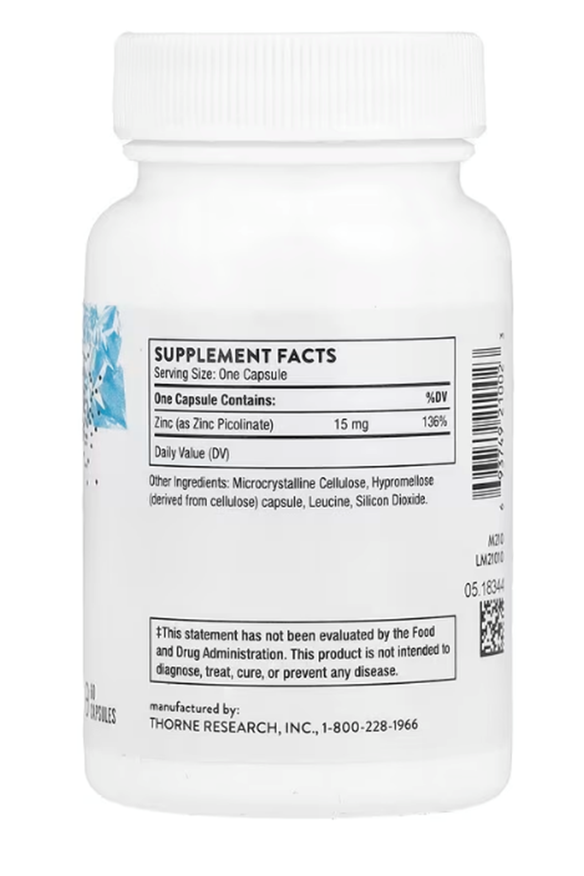 Thorne, Zinc Picolinate, 15 mg, 60 Capsules.