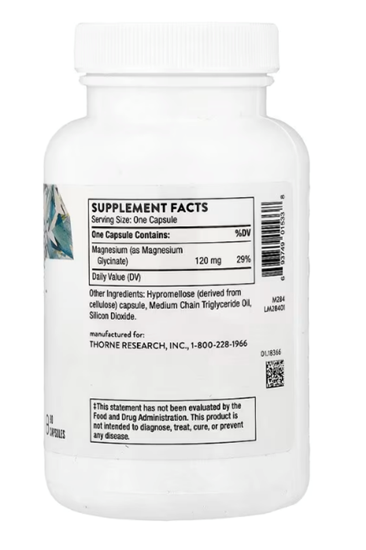 Thorne, Magnesium Glycinate, 90 Capsules (120 mg per Capsule).