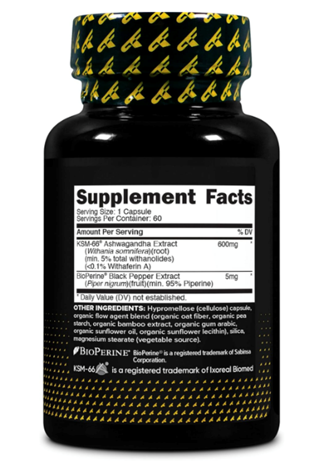 Primaforce KSM-66 Asvaganda Root Extract (600mg) 60 Veggie Capsul - 5% Withanolides with BioPerine.