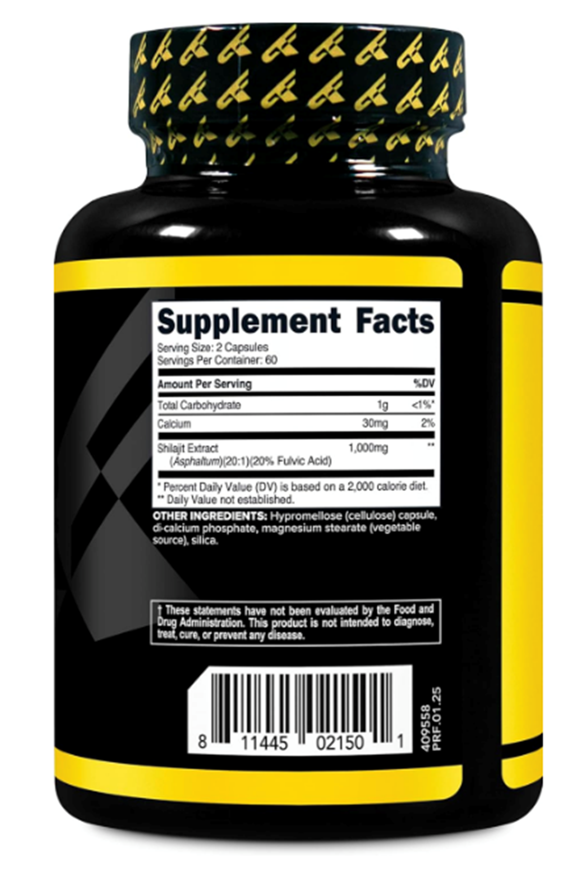 Primaforce Shilajit 120 Capsules (1000mg) - with Naturally Occurring Fulvic Acid, 60 Servings.