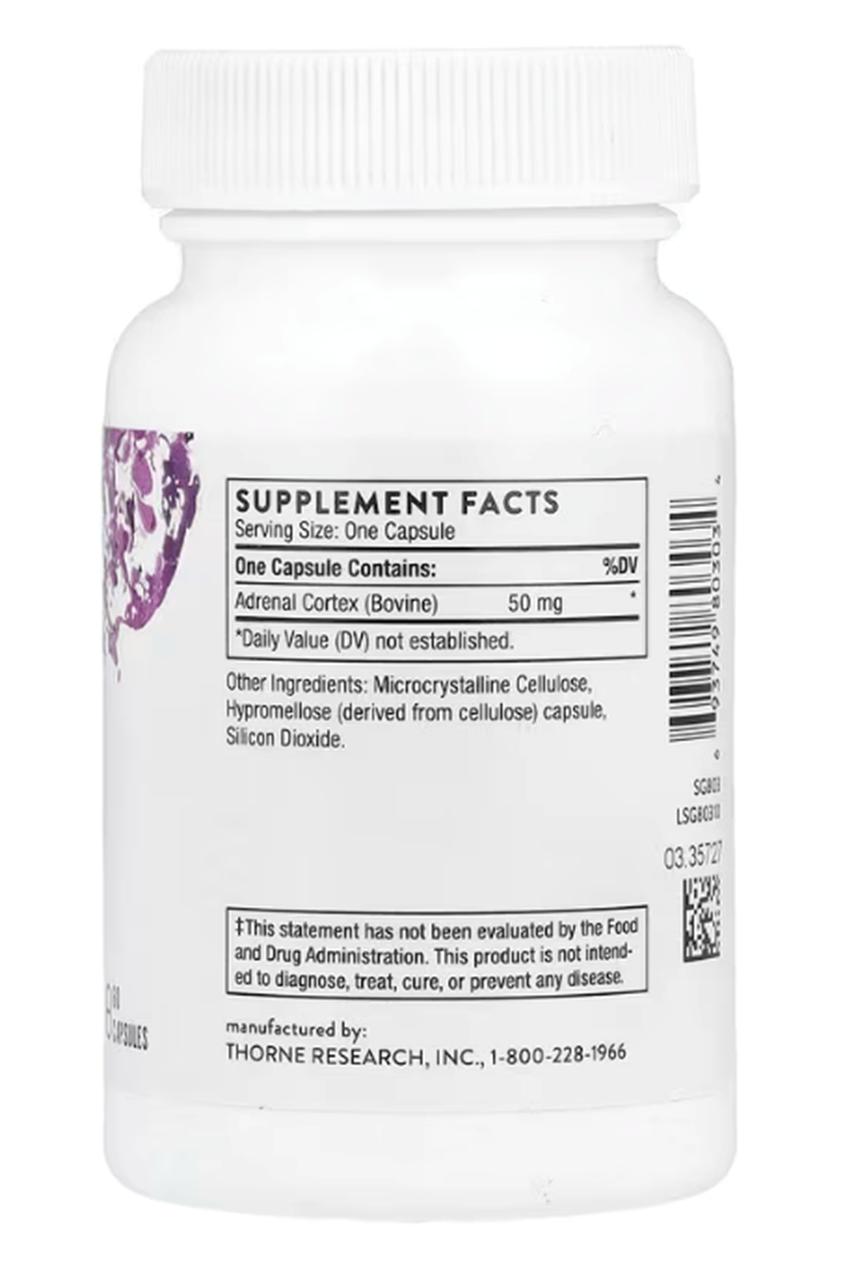 Thorne, Adrenal Cortex, 60 Capsules (50 mg per Capsule).