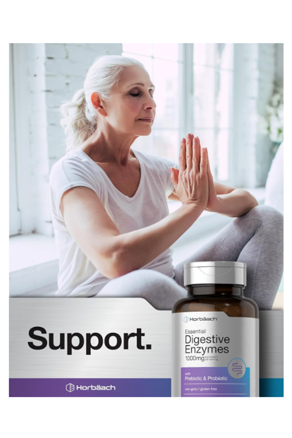 Horbaach Essential Digestive Enzymes 100 Capsules Enzyme Blend for Men & Women Non-GMO  Gluten Free.