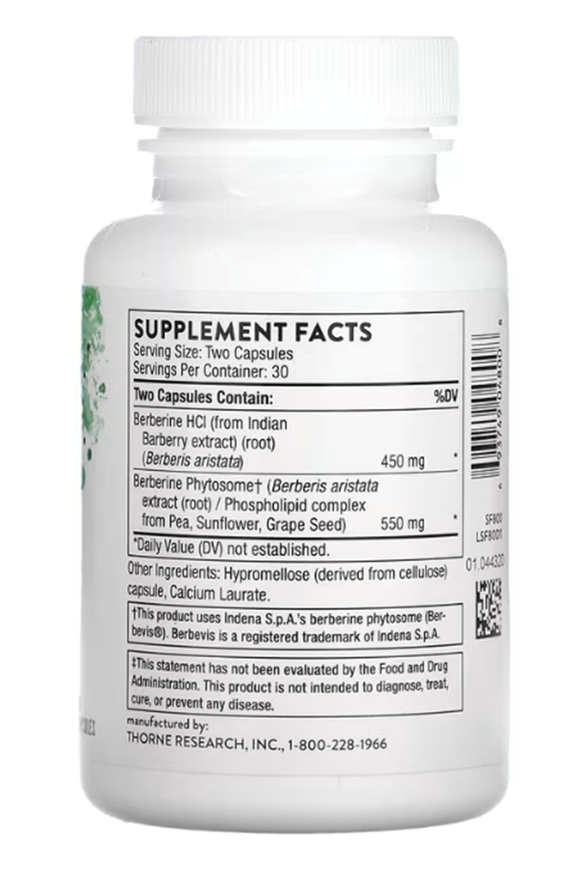 Thorne, Berberine, (Berberine HCl, Berberin Phytosome) 60 Capsules.