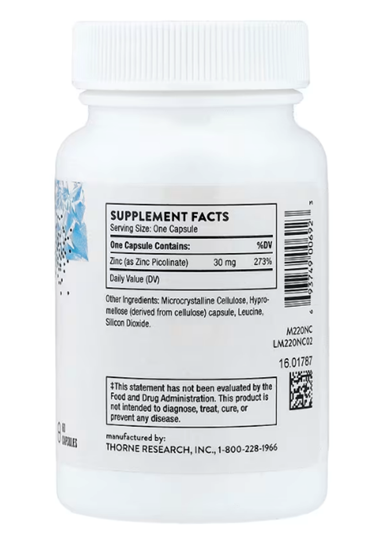Thorne Zinc Picolinate,30mg, 60 Capsules.Orj USA.