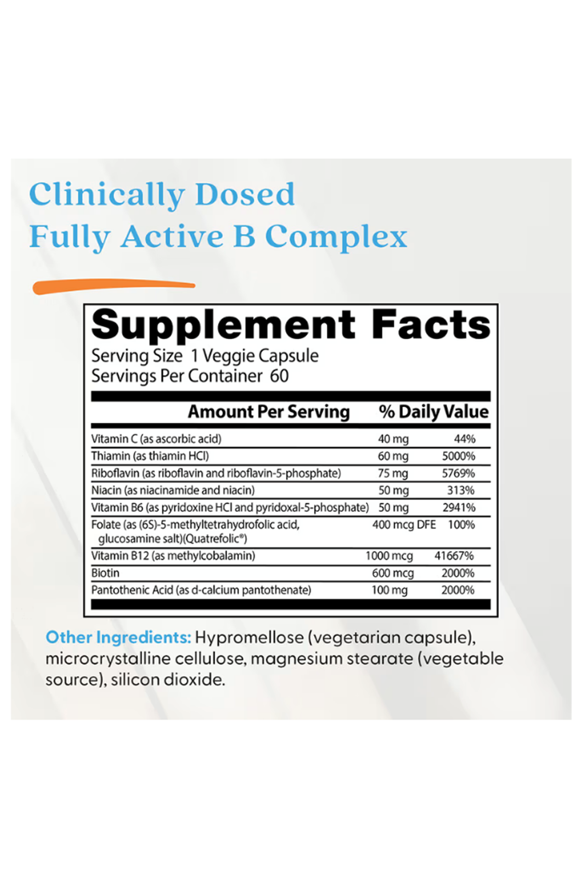 Doctor's Best Fully Active B Complex with Quatrefolic 60 Veggie Caps (B1-B2-B3-B6-B12-BİOTİN-VİTA.C).45.