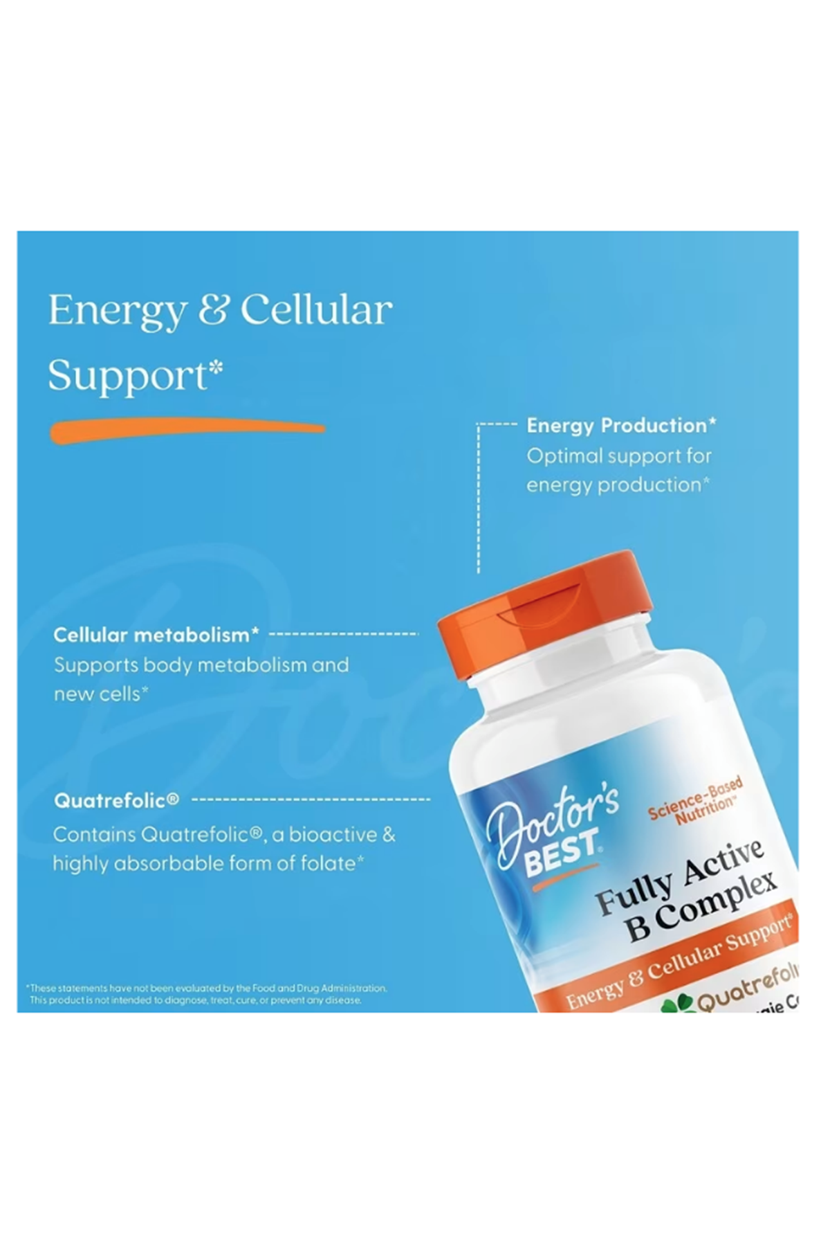 Doctor's Best Fully Active B Complex with Quatrefolic 60 Veggie Caps (B1-B2-B3-B6-B12-BİOTİN-VİTA.C).45.