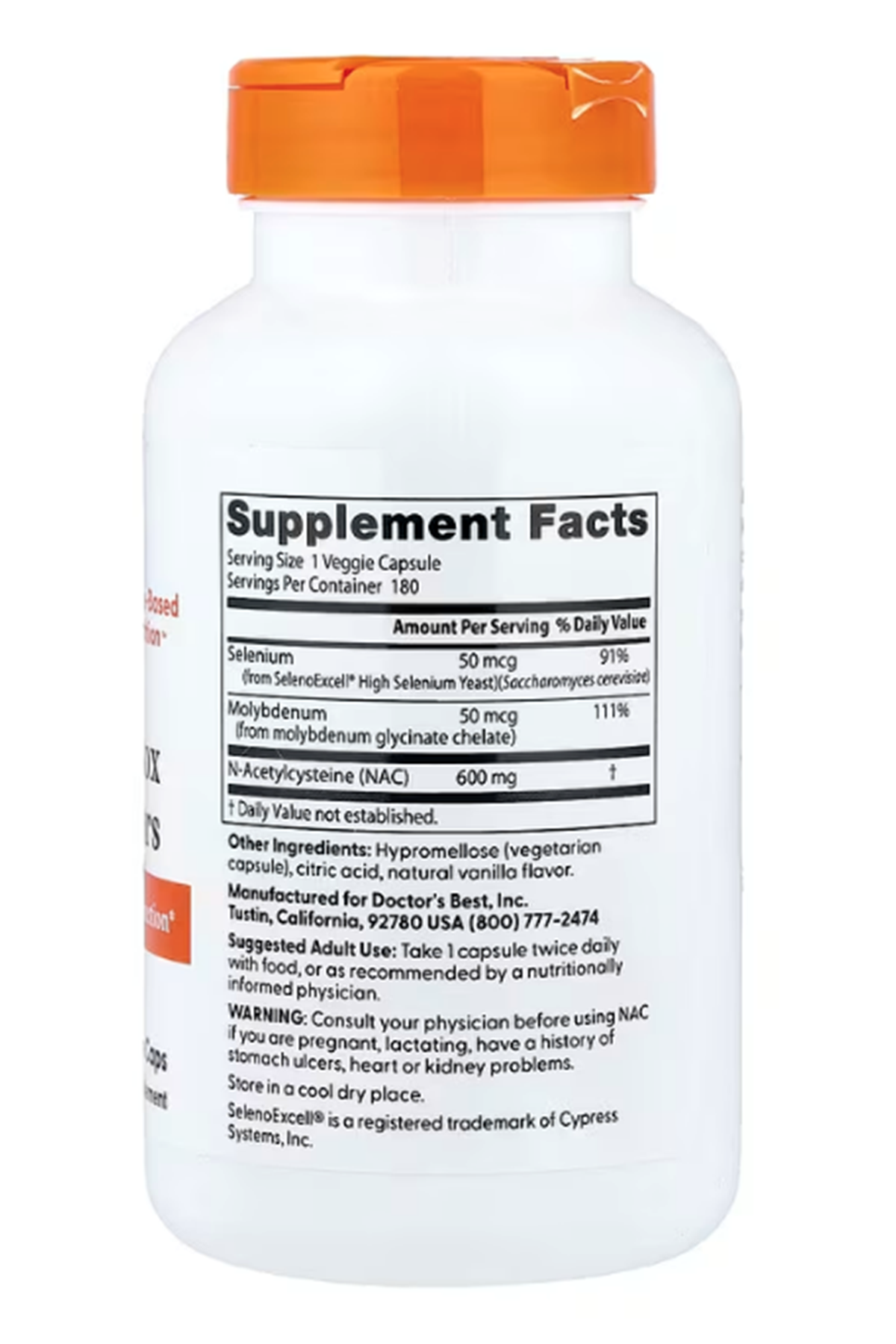 Doctor's Best  N-Acetyl L-Cysteine Detox 180 Veggie Capsul.