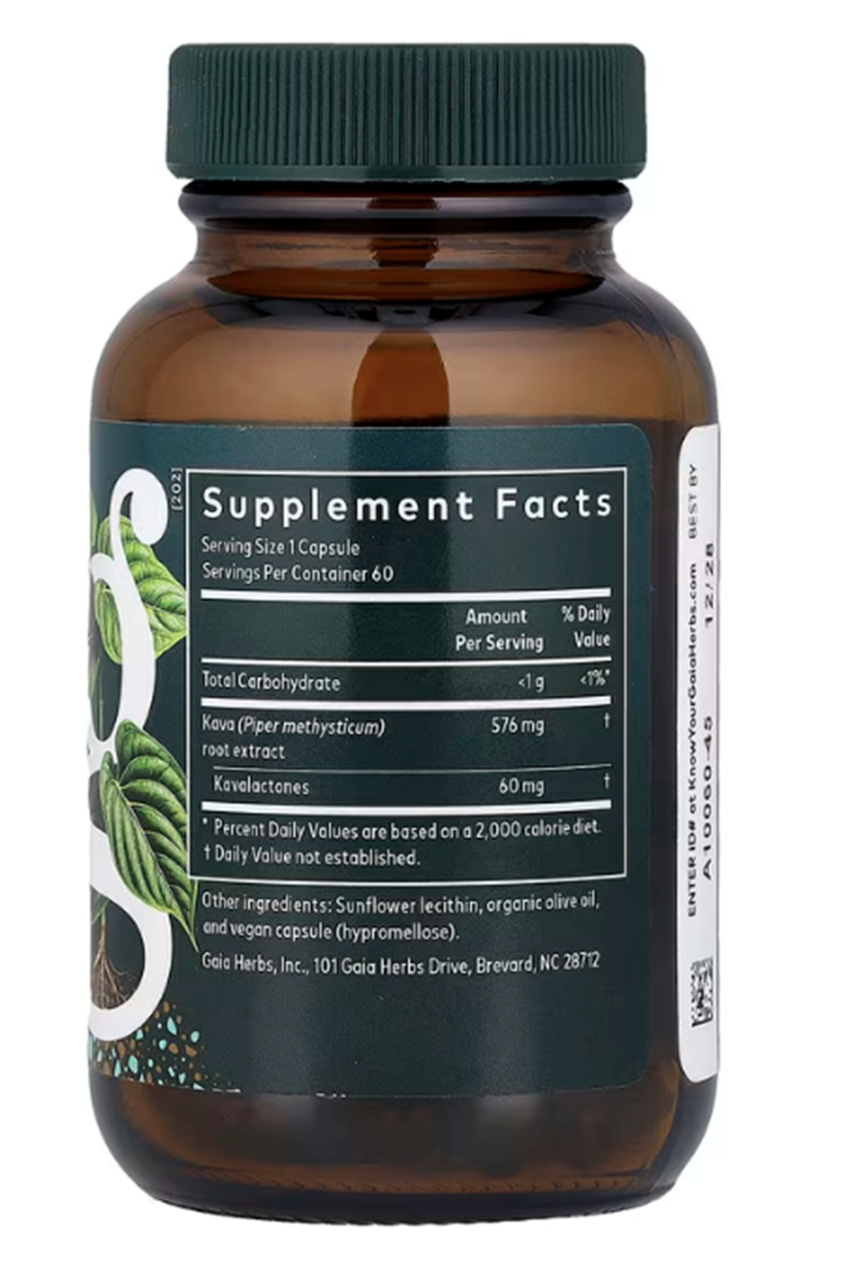 Gaia Herbs, Kava Root, 576mg 60 Vegan Liquid Phyto-Caps.USA MENŞEİ 61.