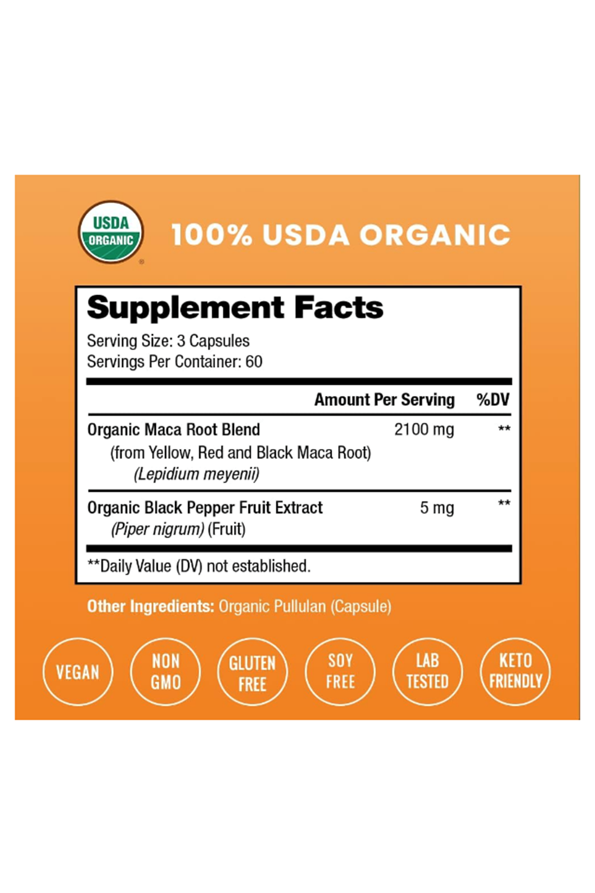 NutraChamps USDA Organic Peruvian Maca Root  Women - Men, 2100mg, 180 Capsul, Black, Red - Yellow, Peruana, Extra Strength Pure Premium.
