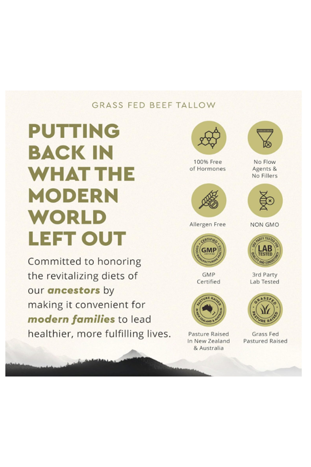 Ancestral Supplements Grass Fed Beef Tallow 3000mg 180 Capsul. Nourishing Kidney Fat Bones, Teeth, Gums, Skin, Immune and Overall Health.