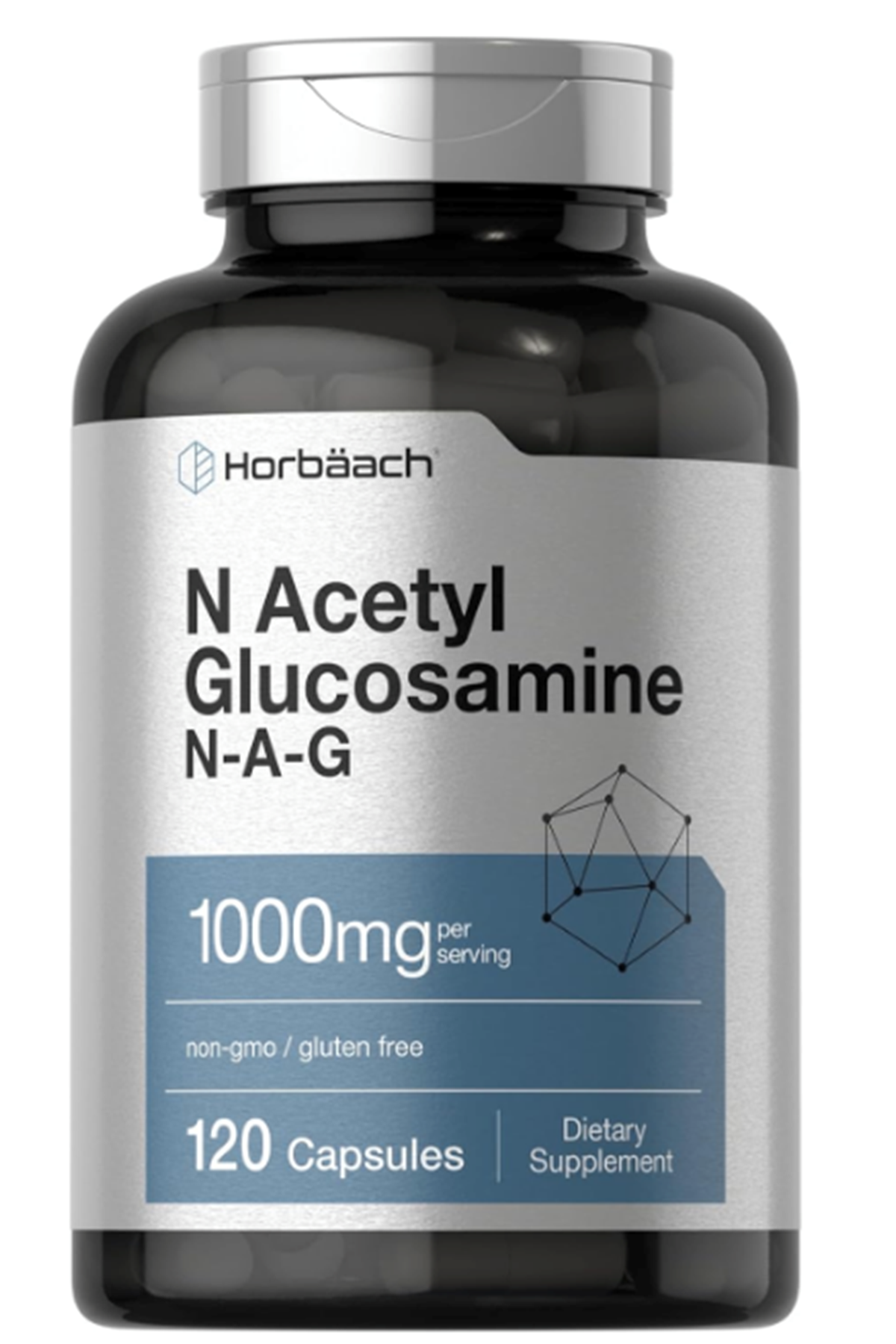 Horbaach  N-Acetyl Glucosamine 1000mg  120 Capsules  N-A-G Supplement Non-GMO  Gluten Free.