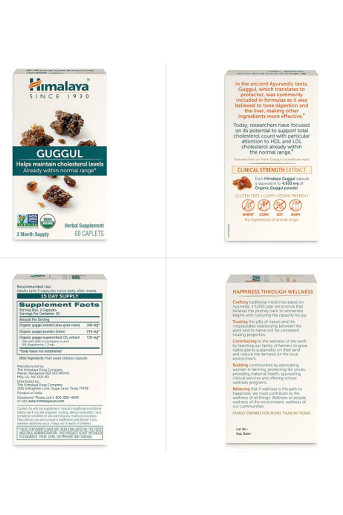 Himalaya Guggul  Herbal Liver Detox Cholesterol HDL & LDL - Vegan Non-GMO Gluten Free 720mg, 60 Capsul.