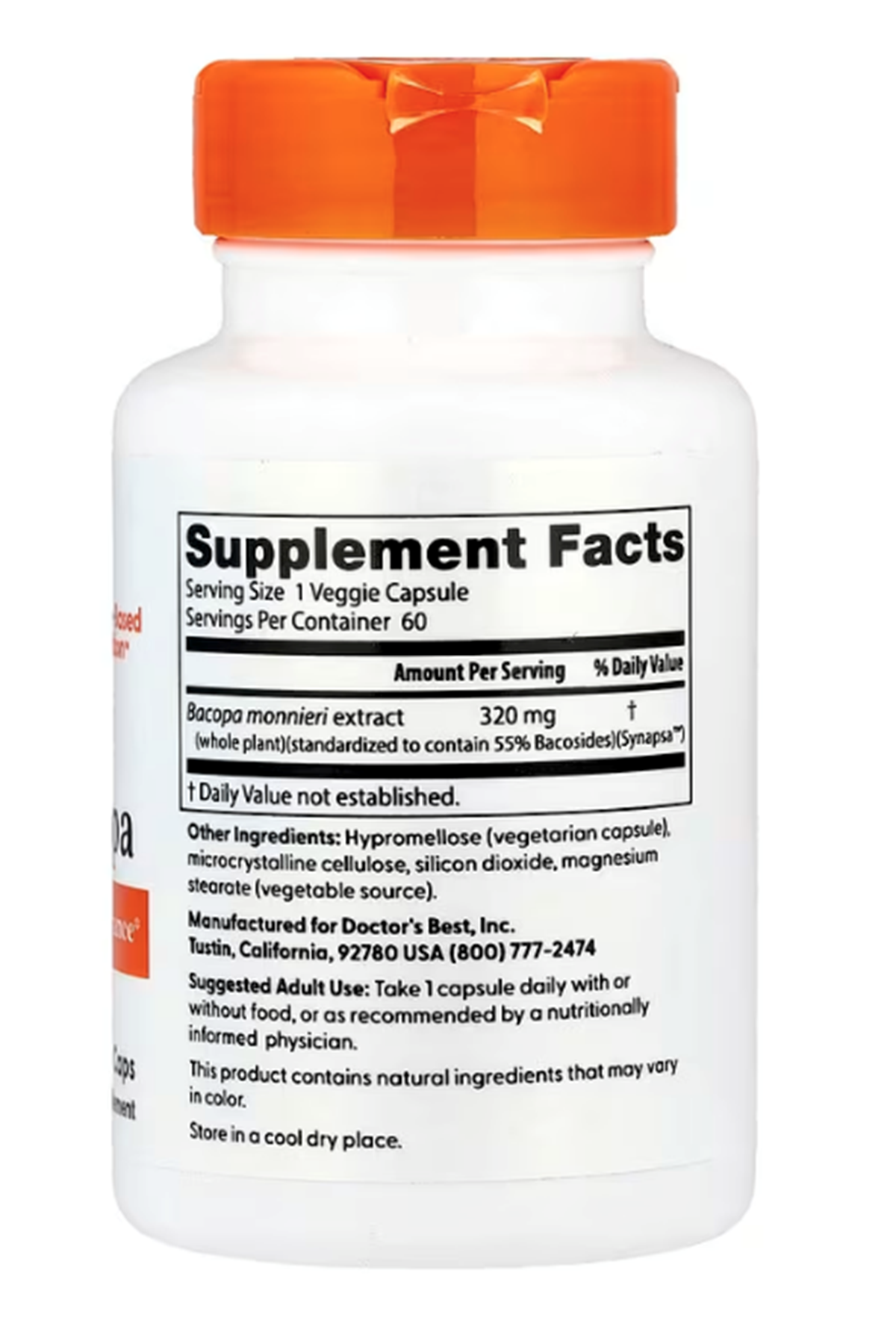 Doctor's Best, Bacopa with Synapsa, 320 mg, 60 Veggie Capsul.Usa version.47.