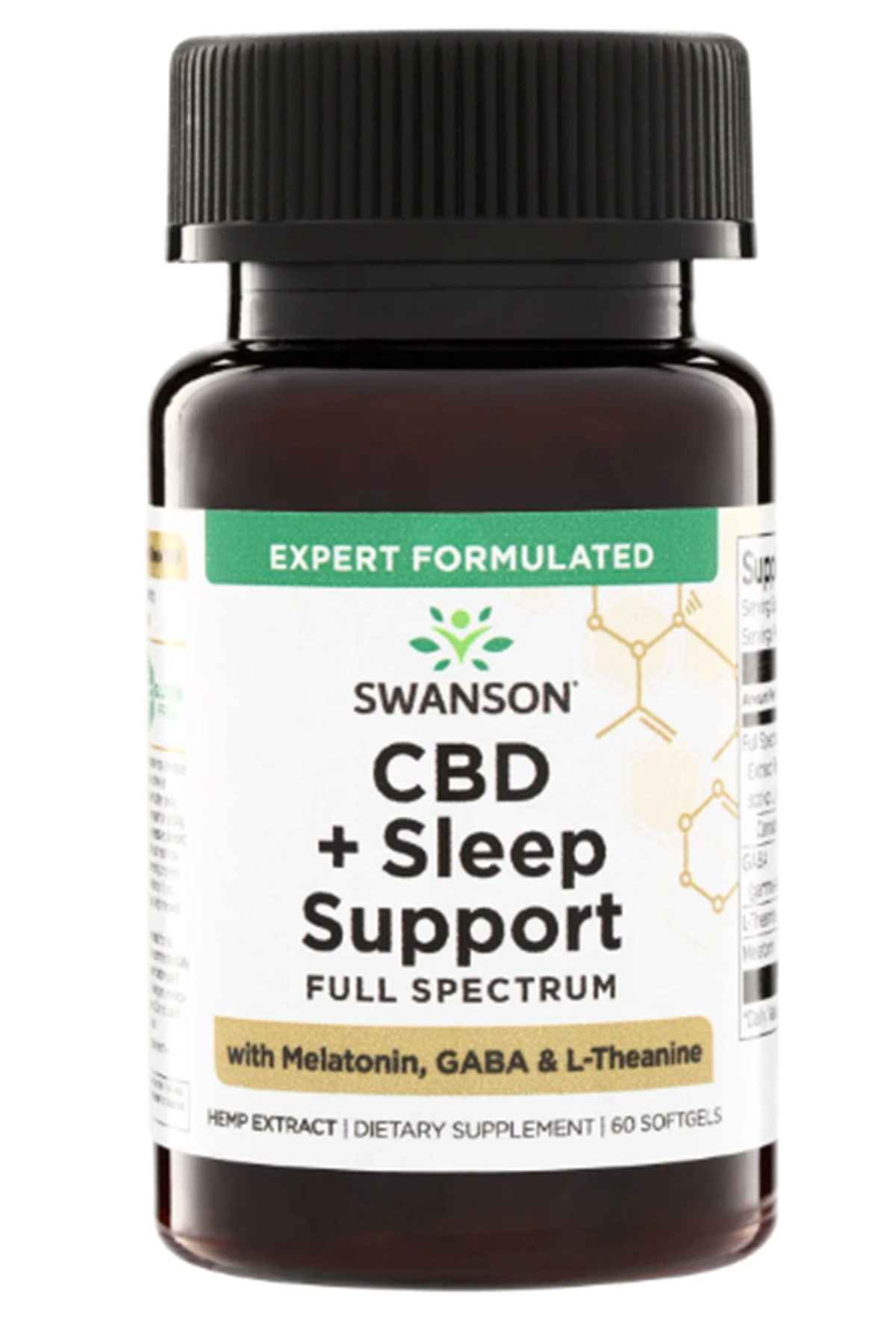 Swanson Vitamins C.B.D + Sle ep Support Full Spec trum w/ Mela tonin, GA BA & L-Theanine 15mg · 60 Softgels.