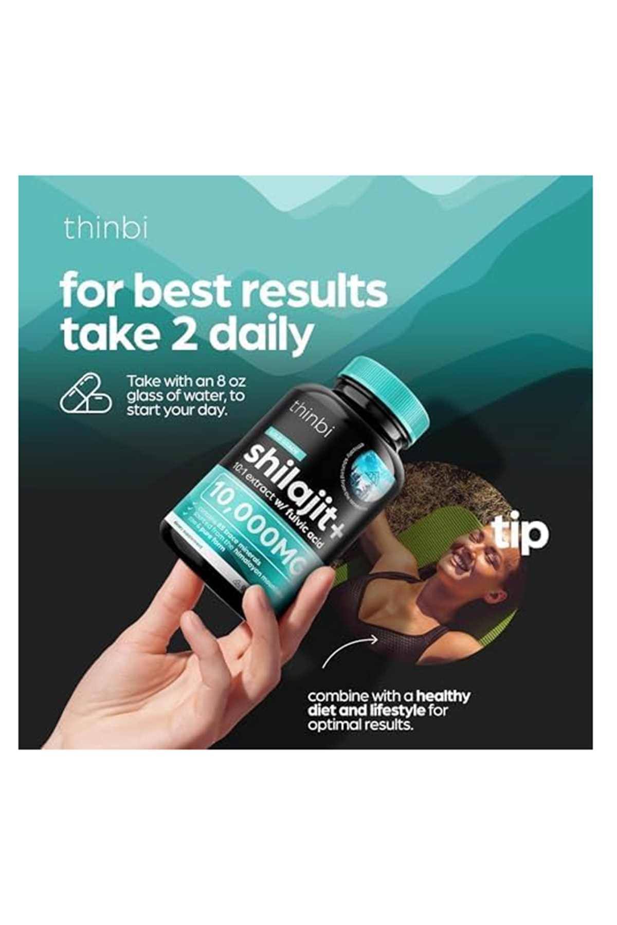 Thinbi Pure Himalayan Shilajit Fulvic Acid  Trace Minerals - 90 Capsul.