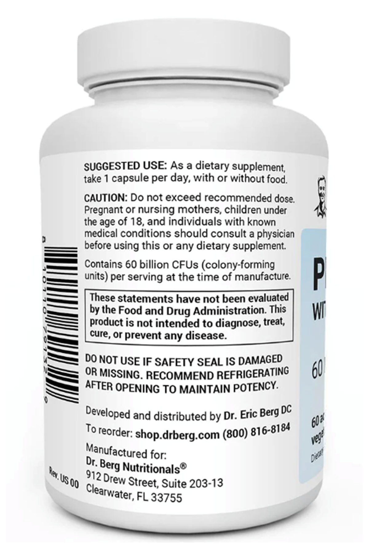 Dr. Berg Probiotic (60 Billion CFUs) 60 Probiotic Capsul Ease Occasional Constipation, Diarrhea, Gas  Bloating - Probiotics for Digestive Health.