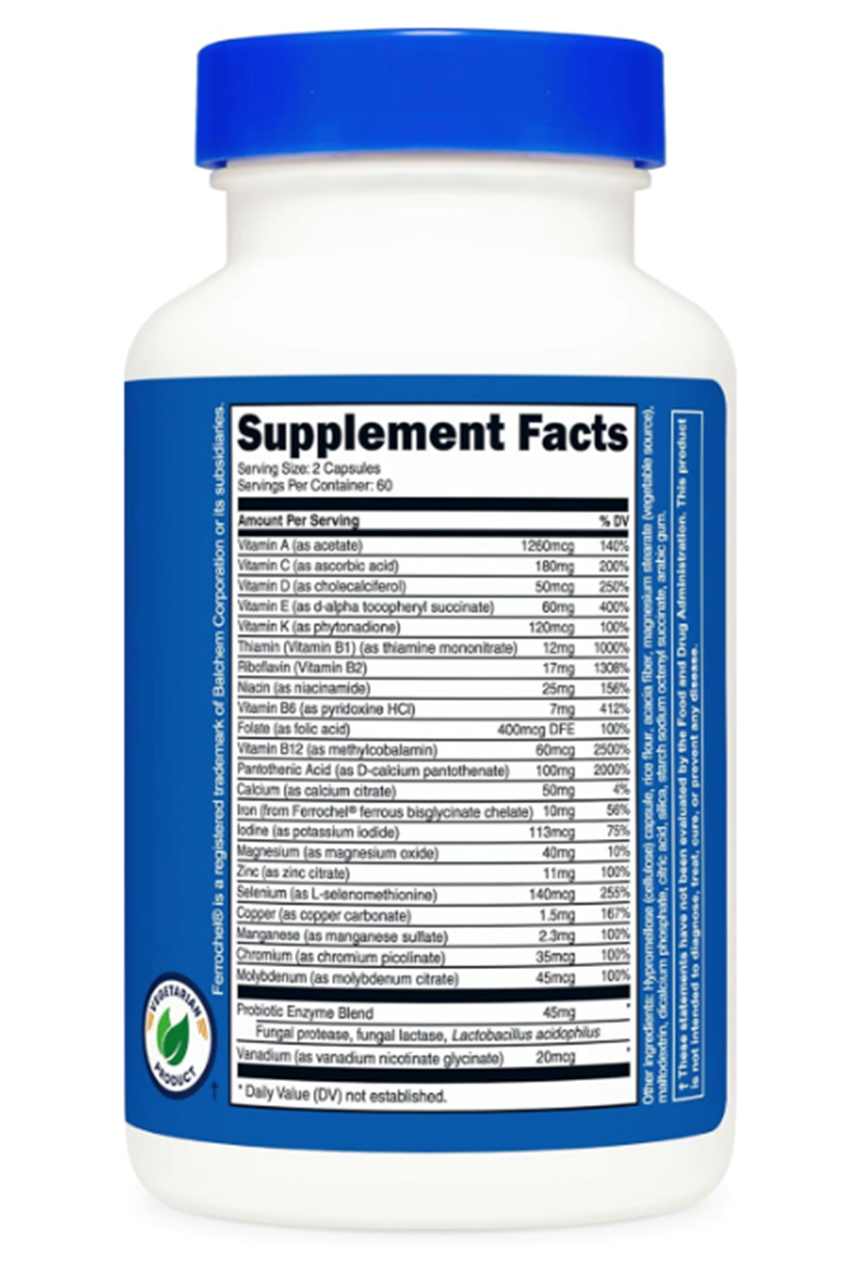 Nutricost  Multivitamin with Probiotics 120 Vegetarian Capsul.