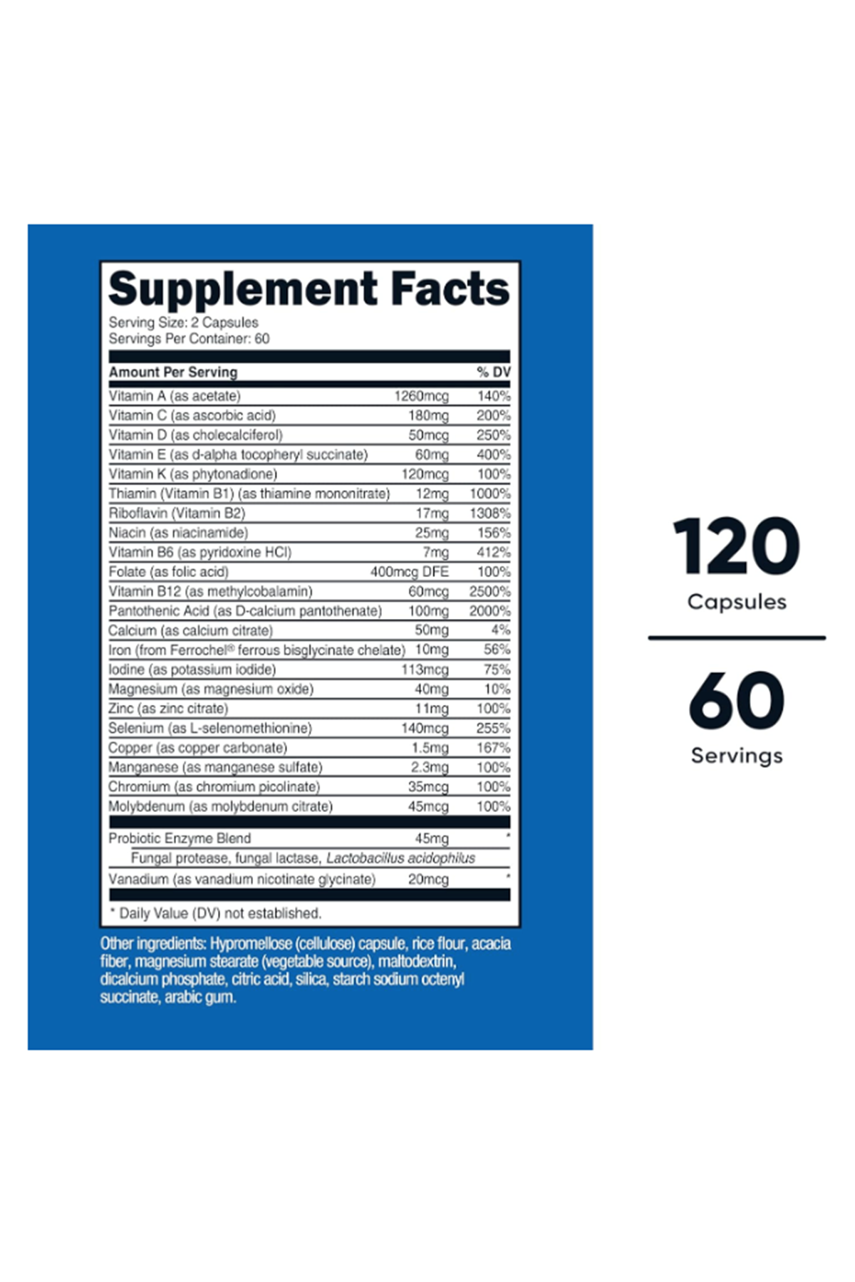 Nutricost  Multivitamin with Probiotics 120 Vegetarian Capsul.