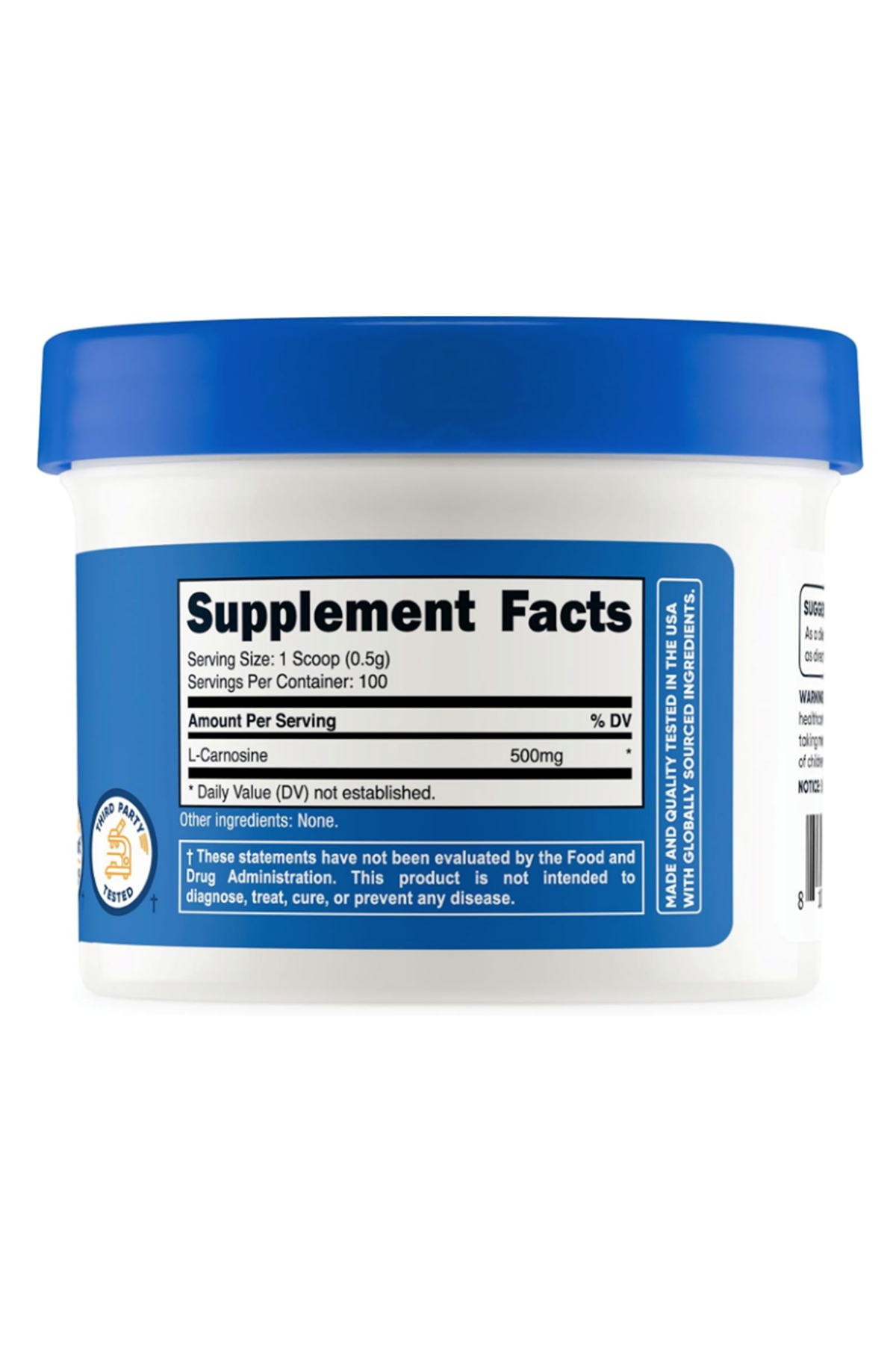 Nutricost  L-Carnosine Powder 50 Grams (100 Servings).
