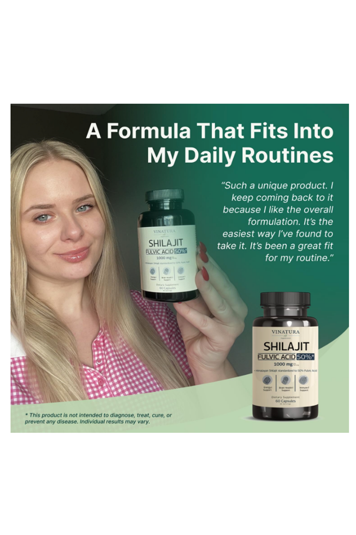 VINATURA Shilajit Men and Women  1000mg Pure Himalayan Shilajit standardized to 50% Fulvic Acid  60 Capsul.