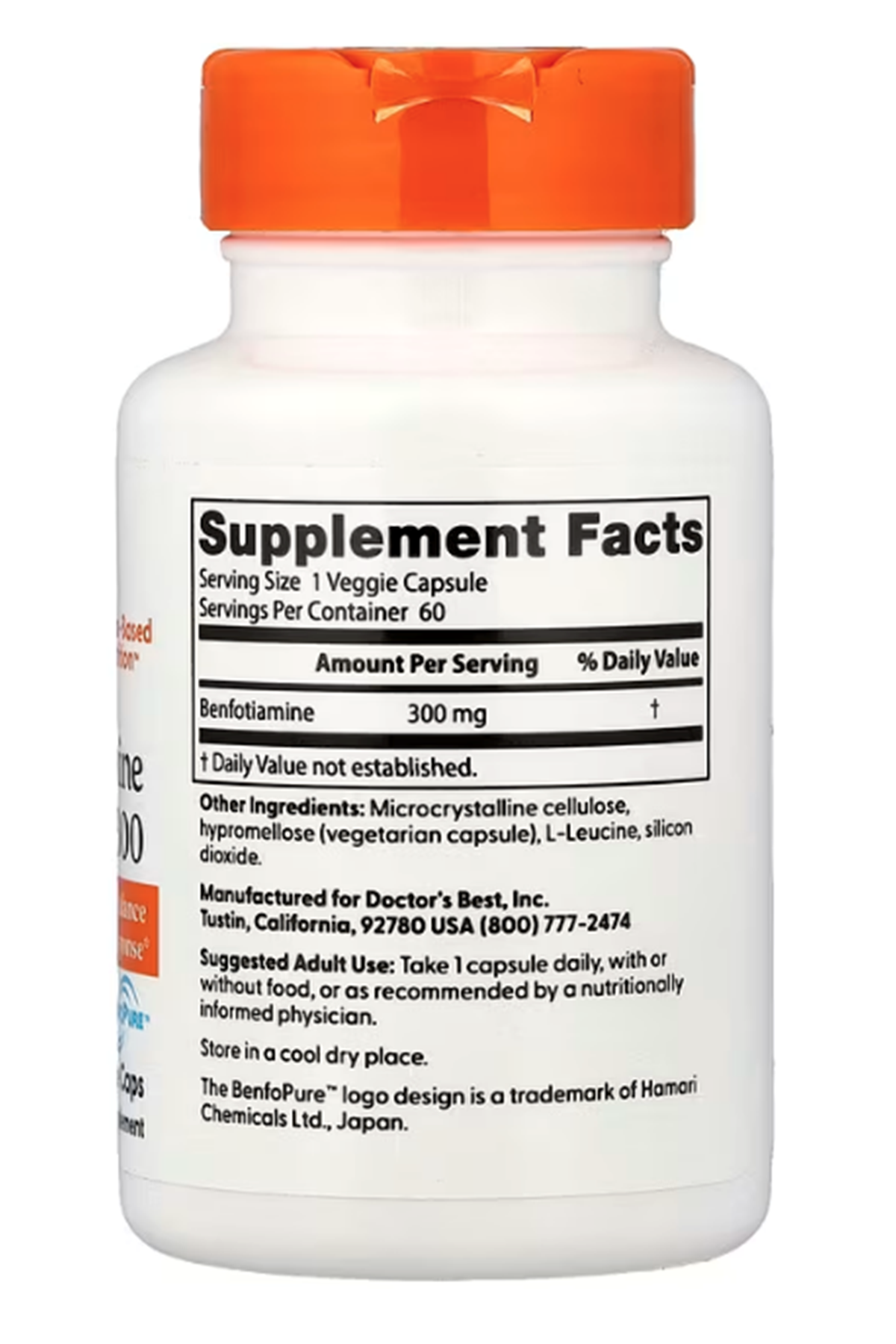 Doctor's Best (Özelsporcugıdaların'dan !!) Benfotiamine with BenfoPure, 300mg, 60 Veg Caps.45.