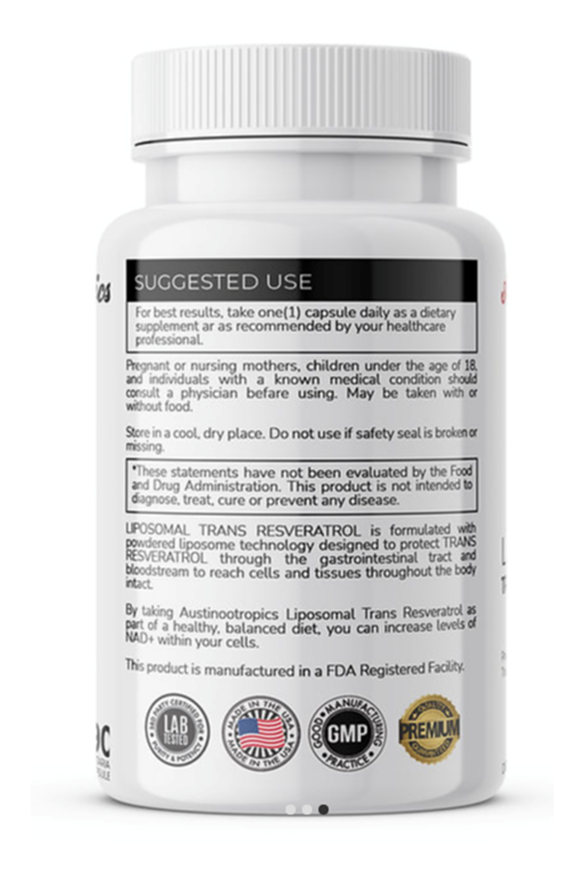 Austinootropics  Lıposomal Trans-Resveratrol  90 Veg Capsul.Made ın Usa.