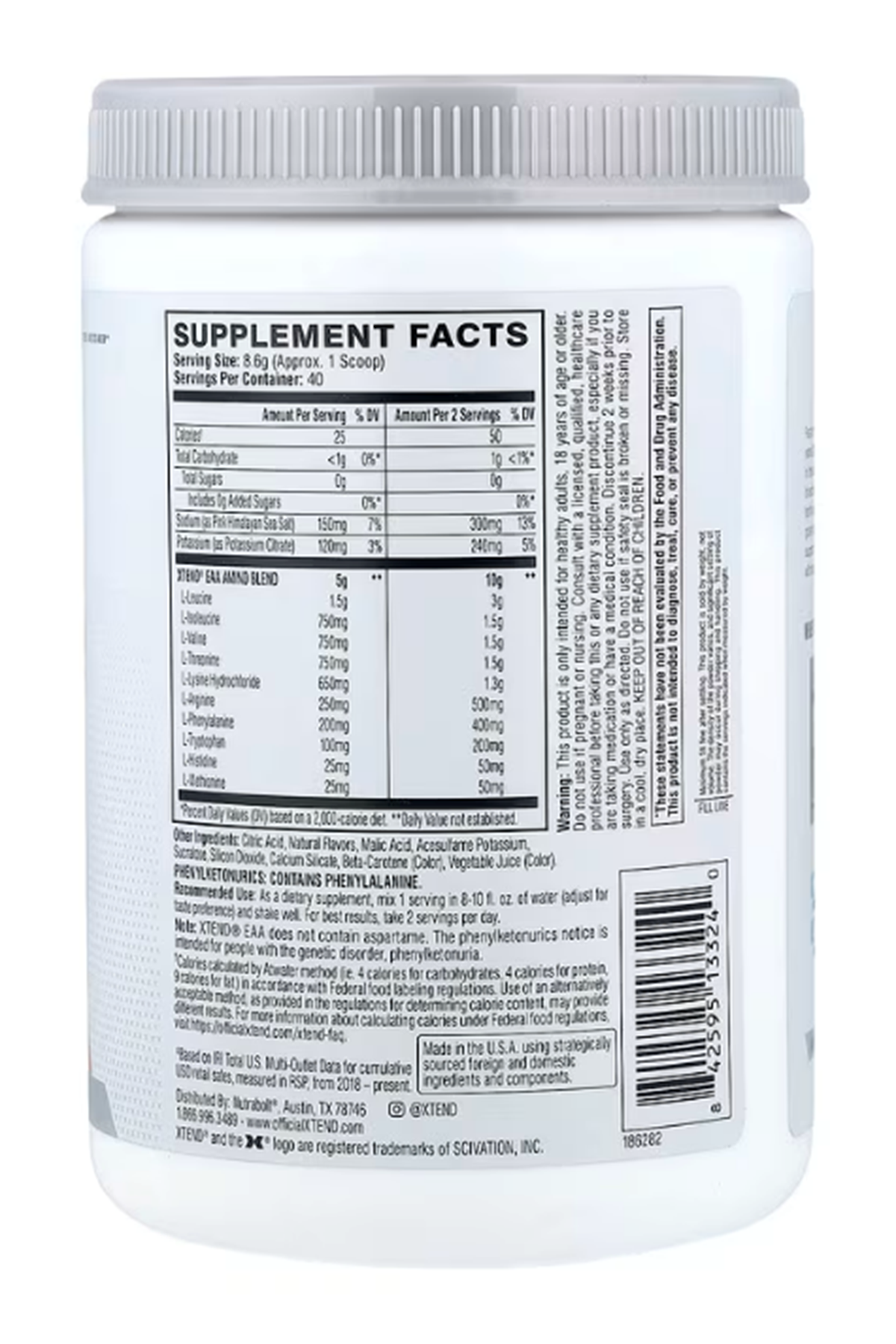 XTEND EAA  Enhance + Recover 40 Servis (344 g).Made ın Usa İçerik.