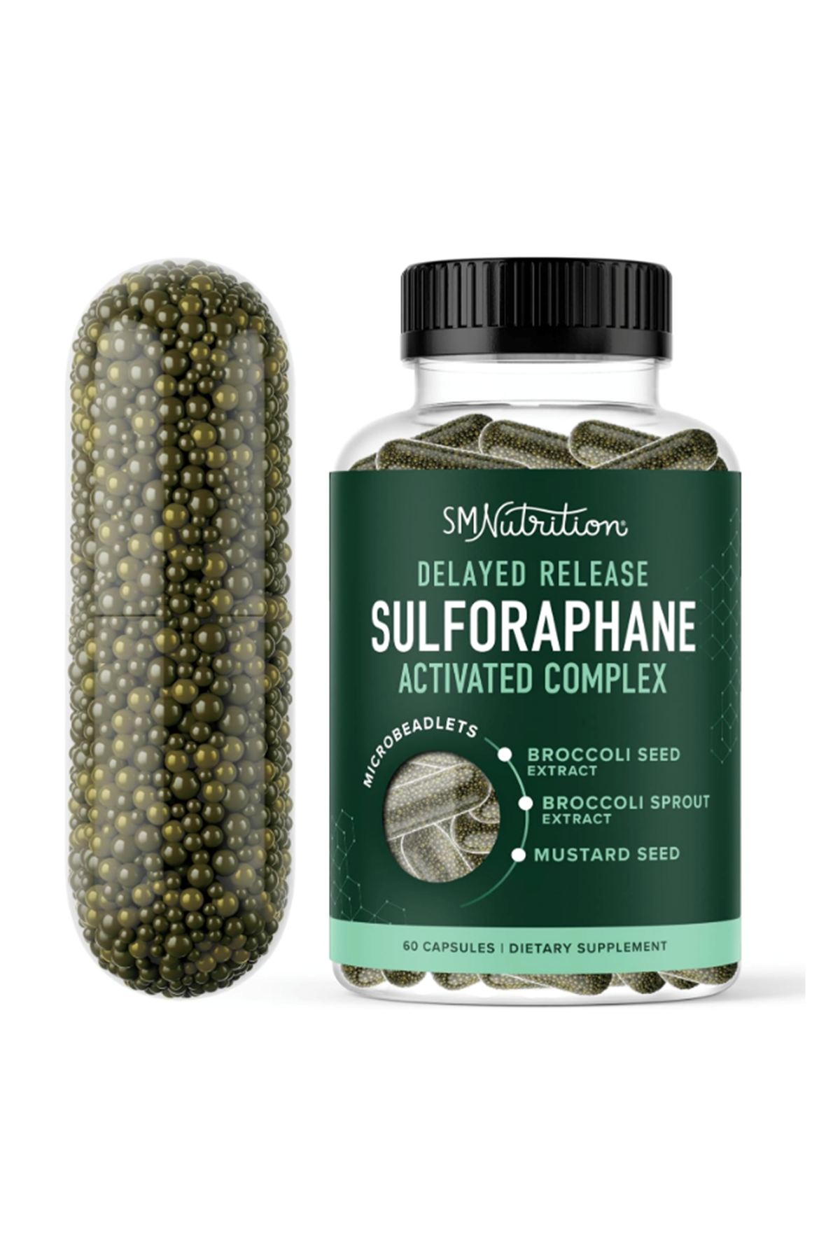 SMNutrition Sulforaphane 60 Capsul Broccoli Sprouts NRF2 Activation Immune Glucoraphanin  Myrosinase.USA.