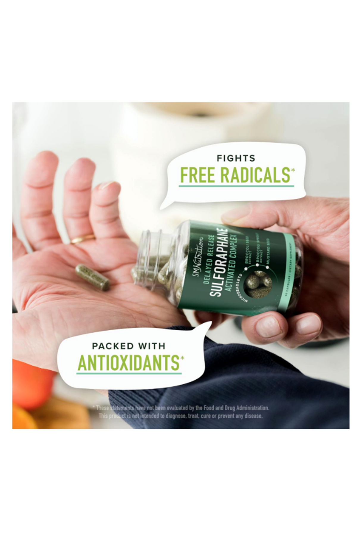 SMNutrition Sulforaphane 60 Capsul Broccoli Sprouts NRF2 Activation Immune Glucoraphanin  Myrosinase.USA.