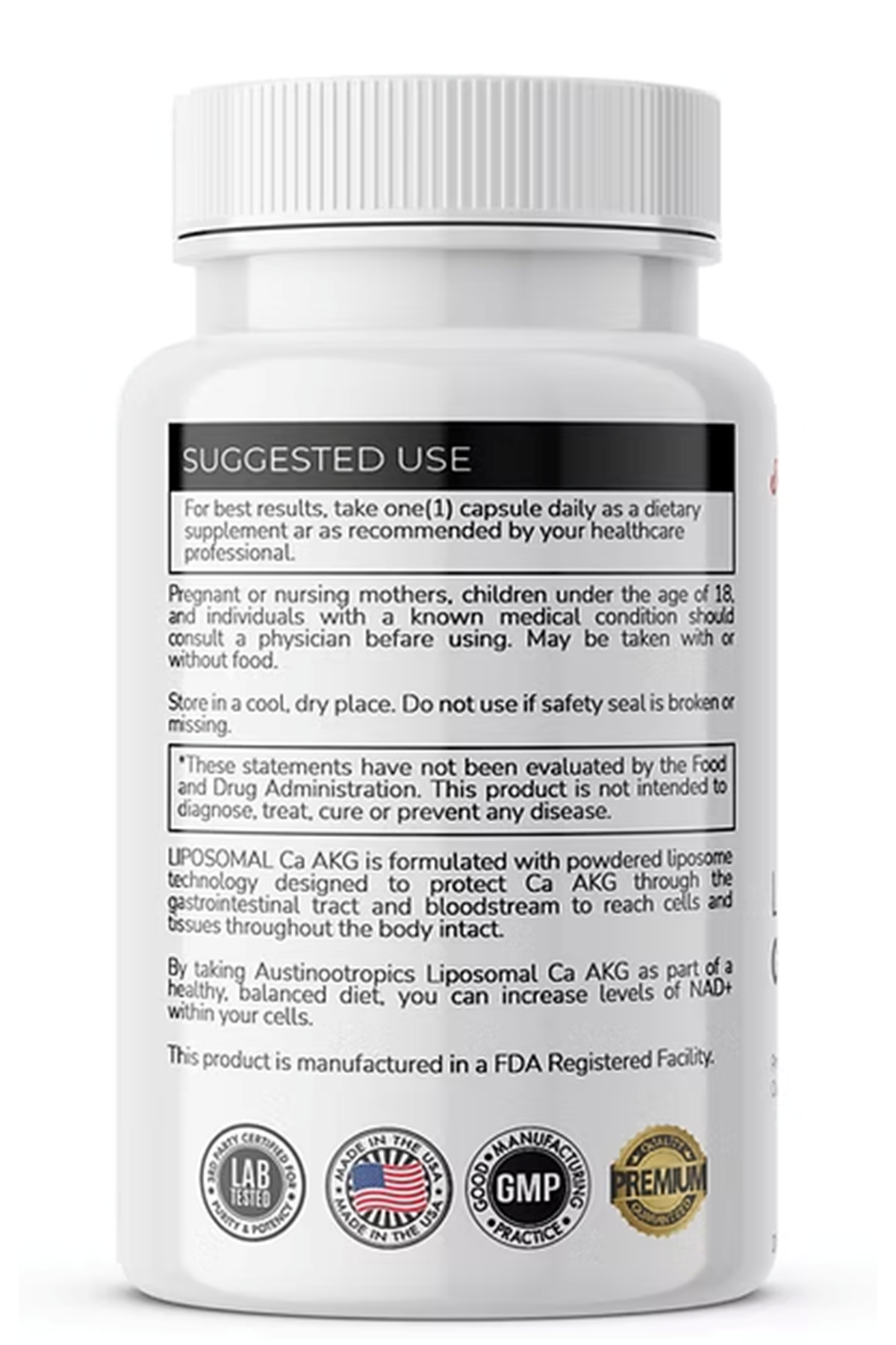 Austinootropics Liposomal Ca AKG 300mg 90 Veg Capsules.