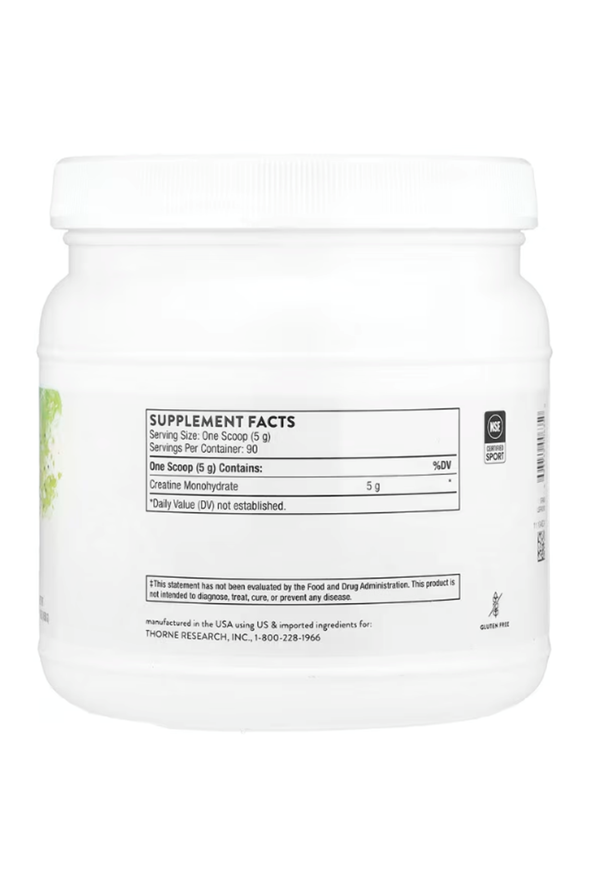 THORNE Creatine  Micronized Monohydrate  NSF Certified  450gr 90 Servings.