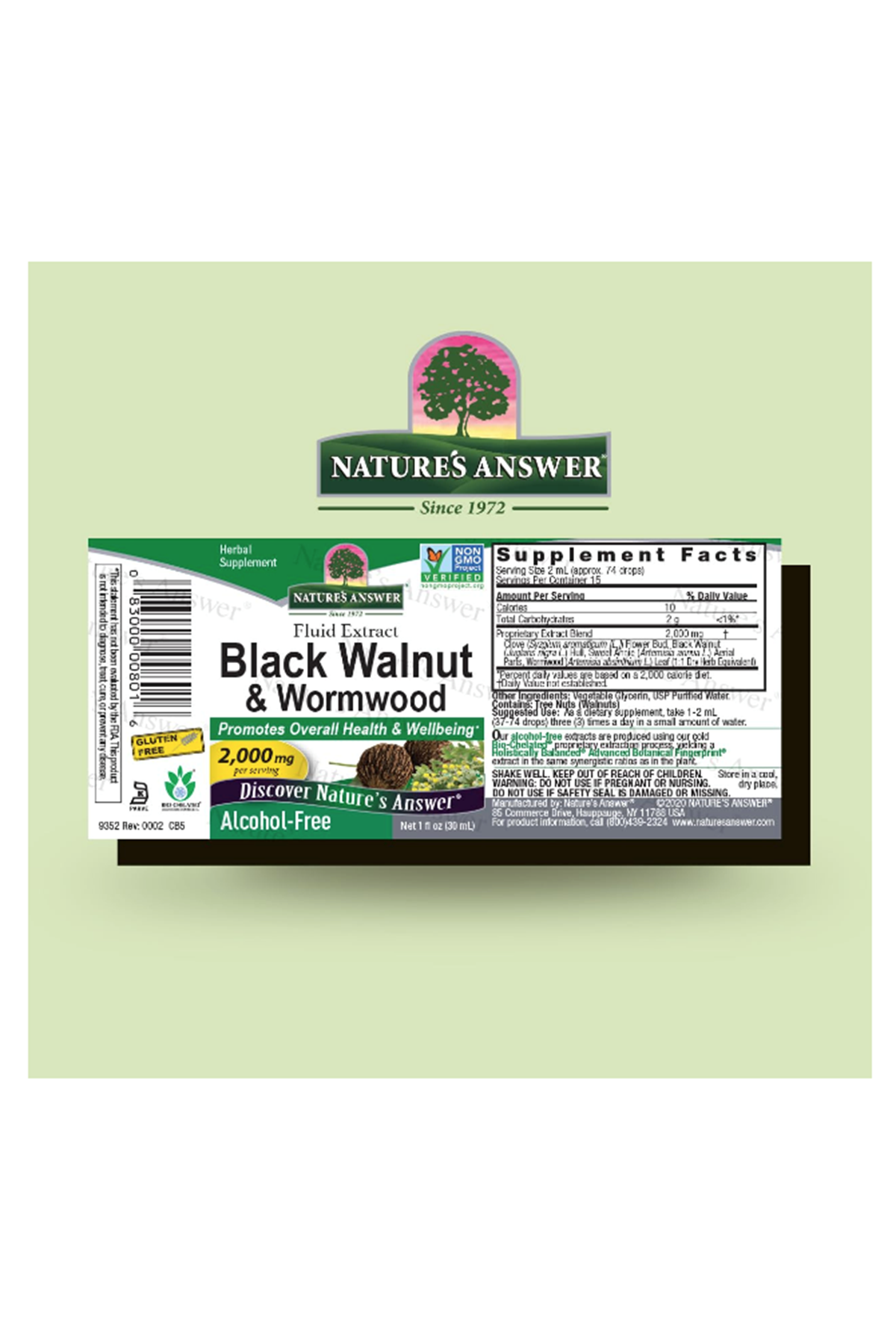 Nature's Answer Black Walnut  Wormwood Fluid Extract Alcohol-Free, 1 fl oz (30 ml).