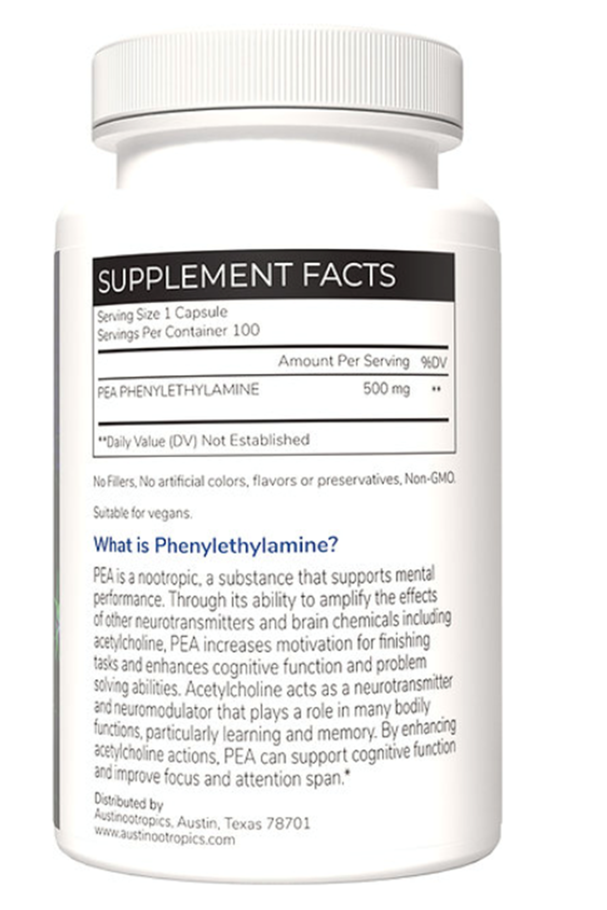 Austinootropics PEA Phenylethylamine (( SKT: 08.2026 )) 100 Capsul.Made ın Usa.63.