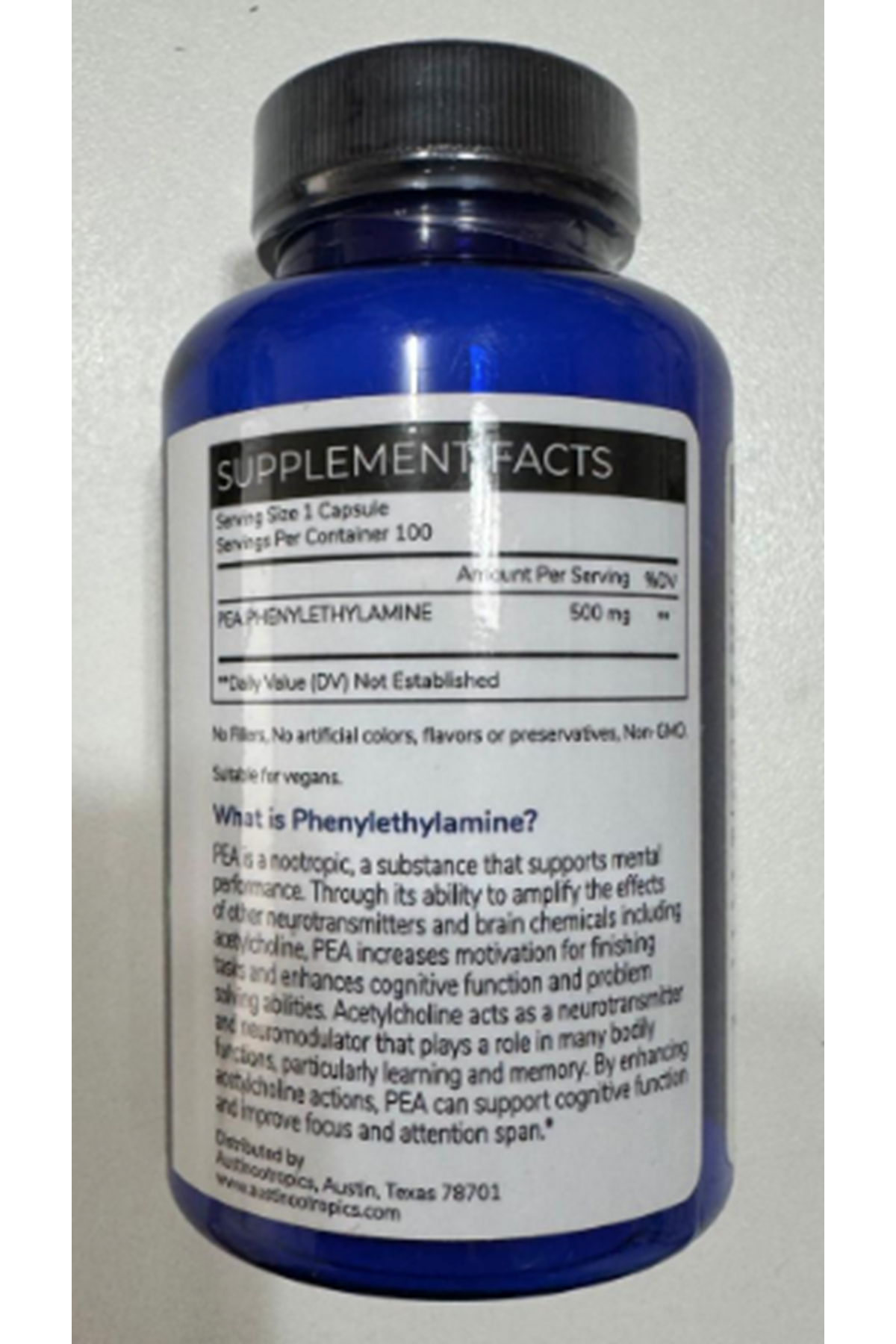 Austinootropics PEA Phenylethylamine (( SKT: 08.2026 )) 100 Capsul.Made ın Usa.63.