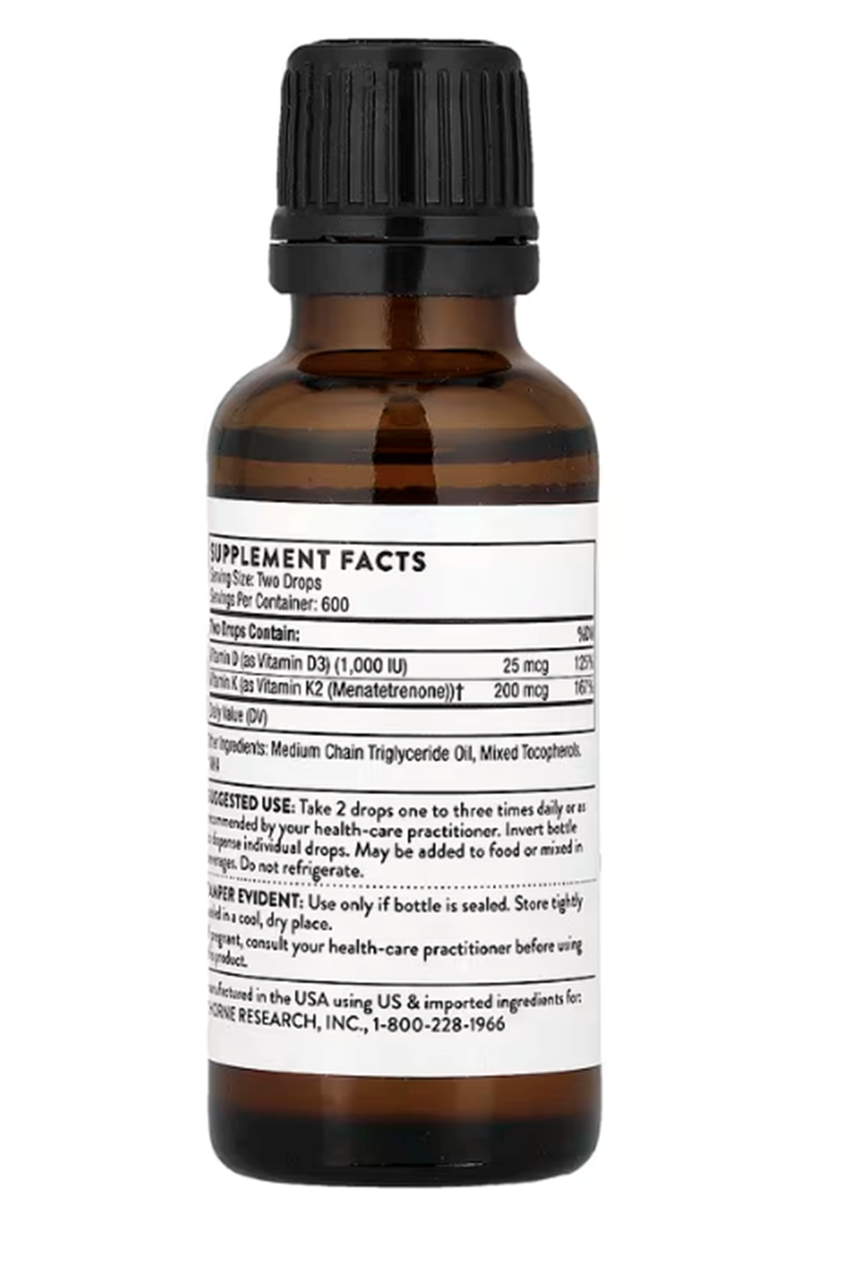 THORNE  Vitamin D + K2  Vitamins D3  K2 - 1 Fl Oz (30 ml)  600 Servis.Orj Abd Menşei.