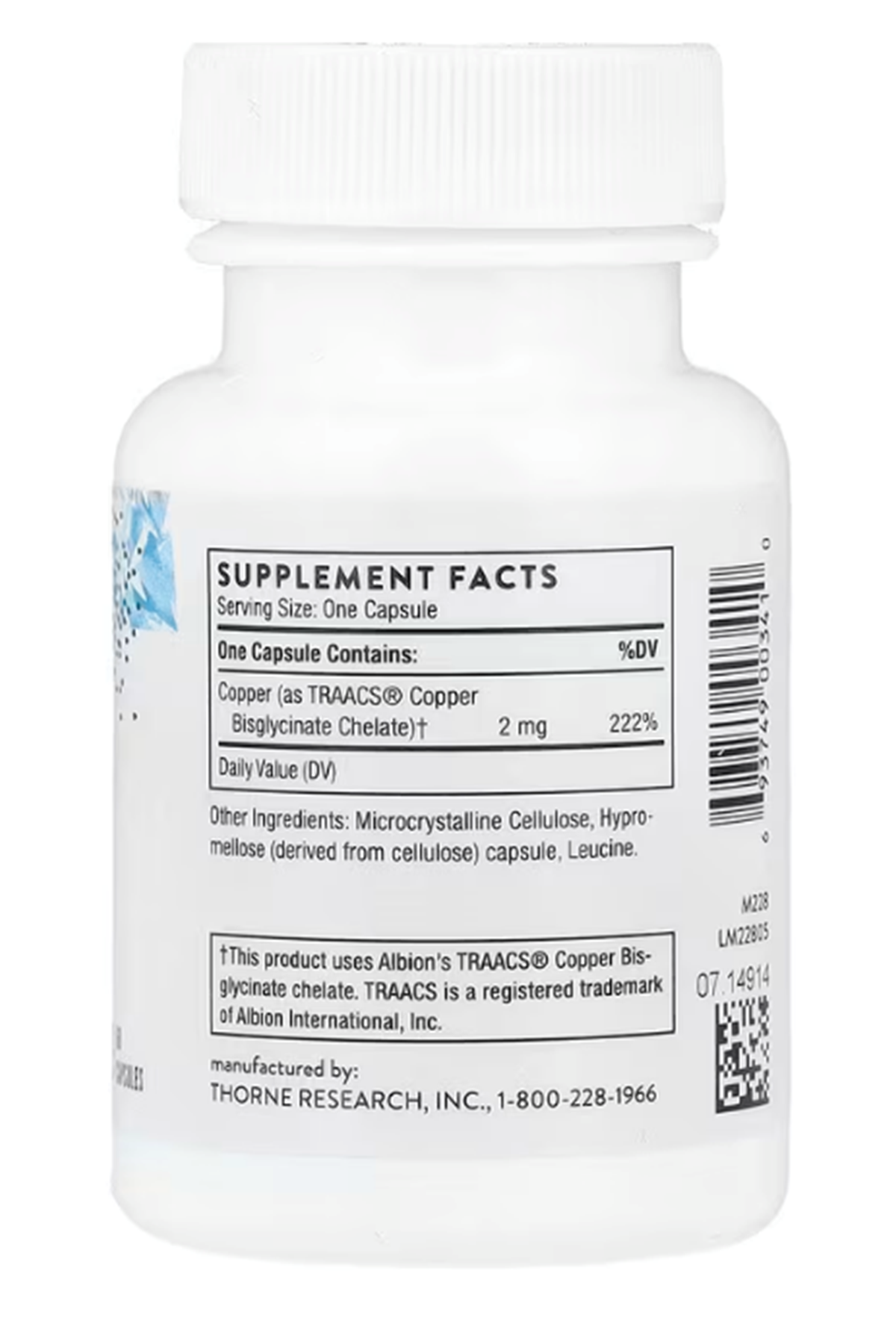 Thorne Copper Bisglycinate 60 Capsul (2 mg per Capsul).Orj Abd Menşei.