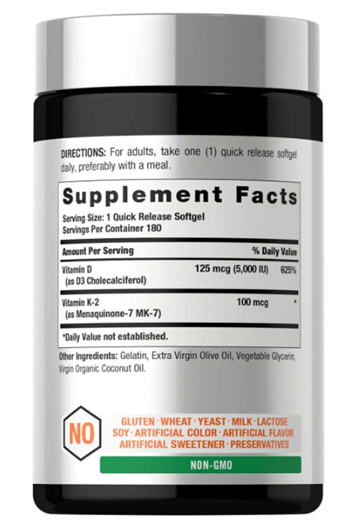 Horbaach (Ösg Özel Sporcu Gıdaları) Vitamin D3 K2 5000 iu  100mcg MK-7 Complex  180 Softgel.Abd Menşei.