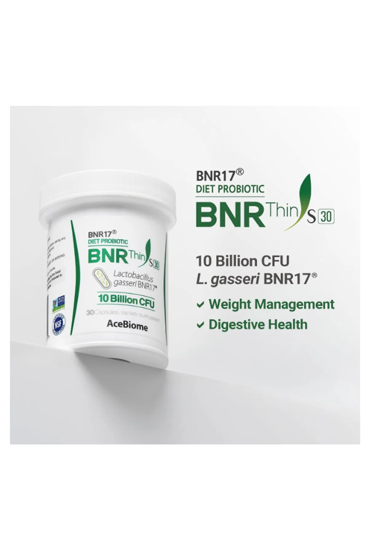AceBiome BNRThin S30, Lactobacillus Gasseri BNR17, 10 Billion CFU, 30Capsules.
