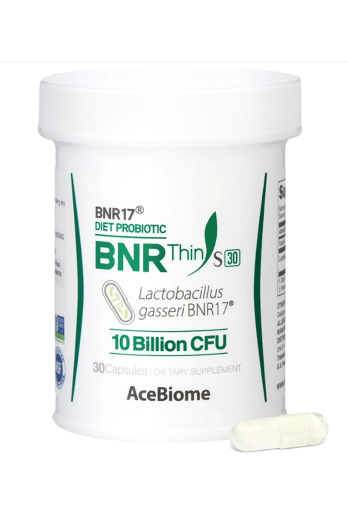 AceBiome BNRThin S30, Lactobacillus Gasseri BNR17, 10 Billion CFU, 30Capsules.