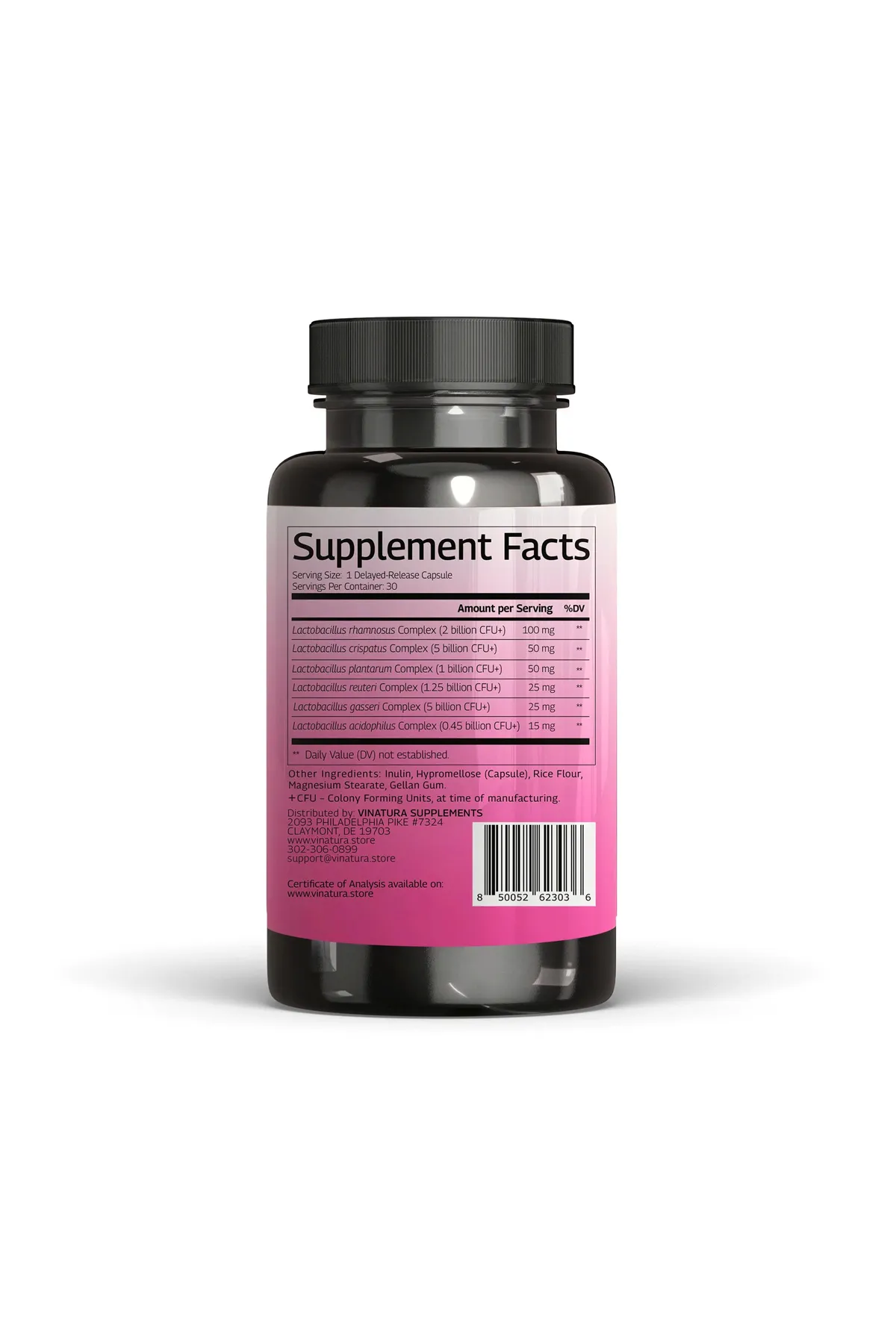 VINATURA Lactobacillus 30 Capsul Crispatus, Reuteri, Gasseri, Rhamnosus, Plantarum & Acidophilus – Women’s Probiotic.Abd.55.